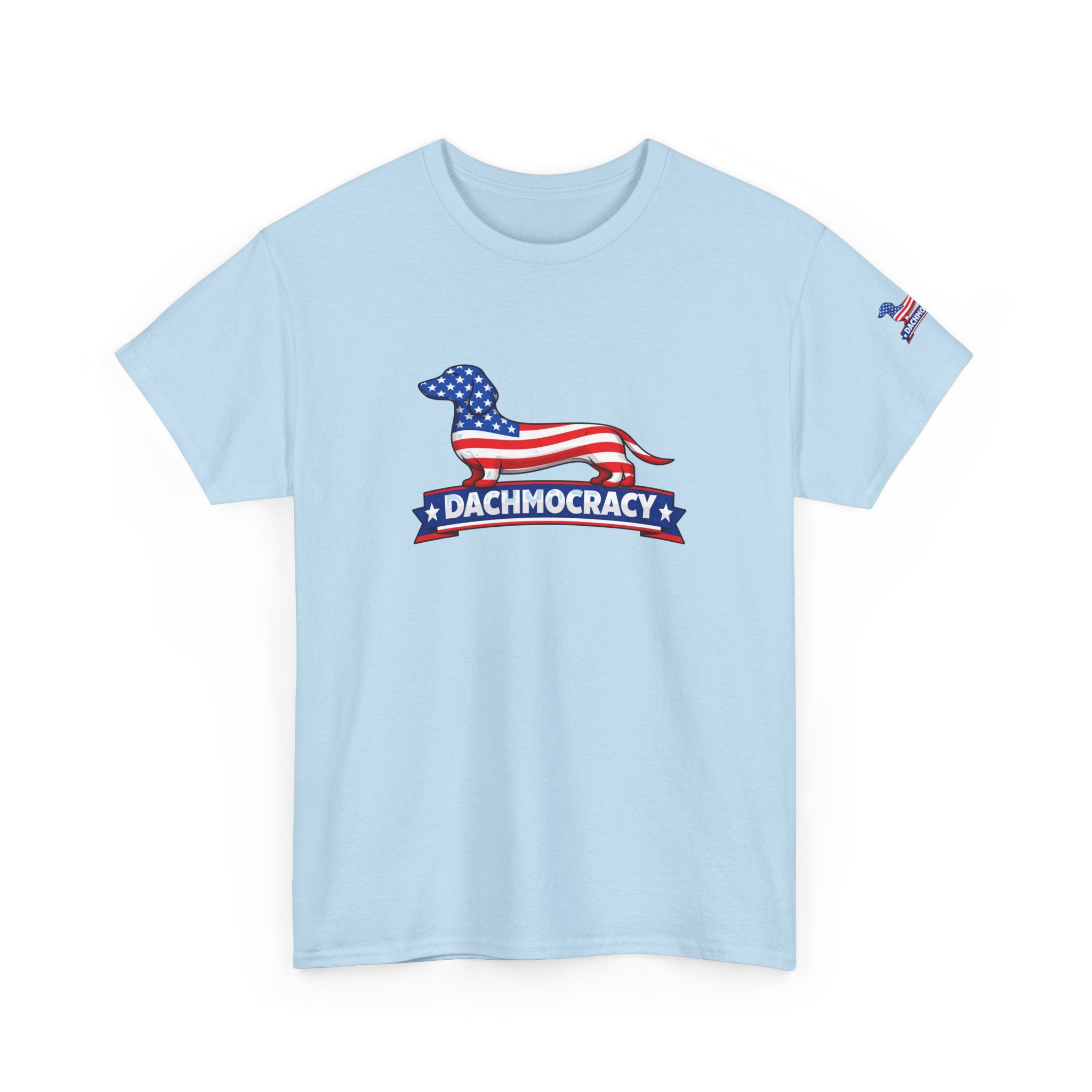 T-Shirt — 'Dachmocracy' American Flag Dachshund Patriotic Tee