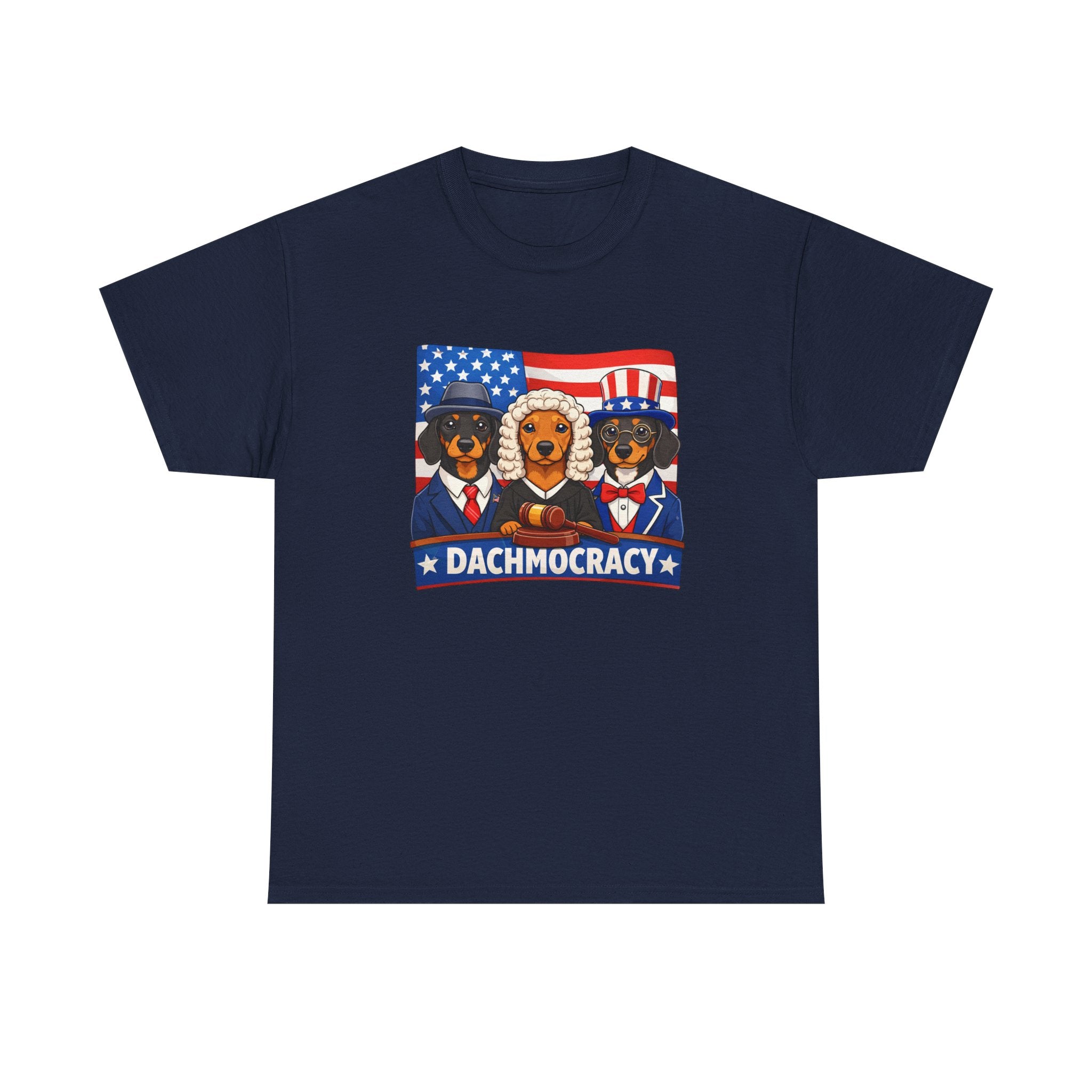 T-Shirt — "Dachmocracy" Patriotic Dachshund USA Graphic Tee