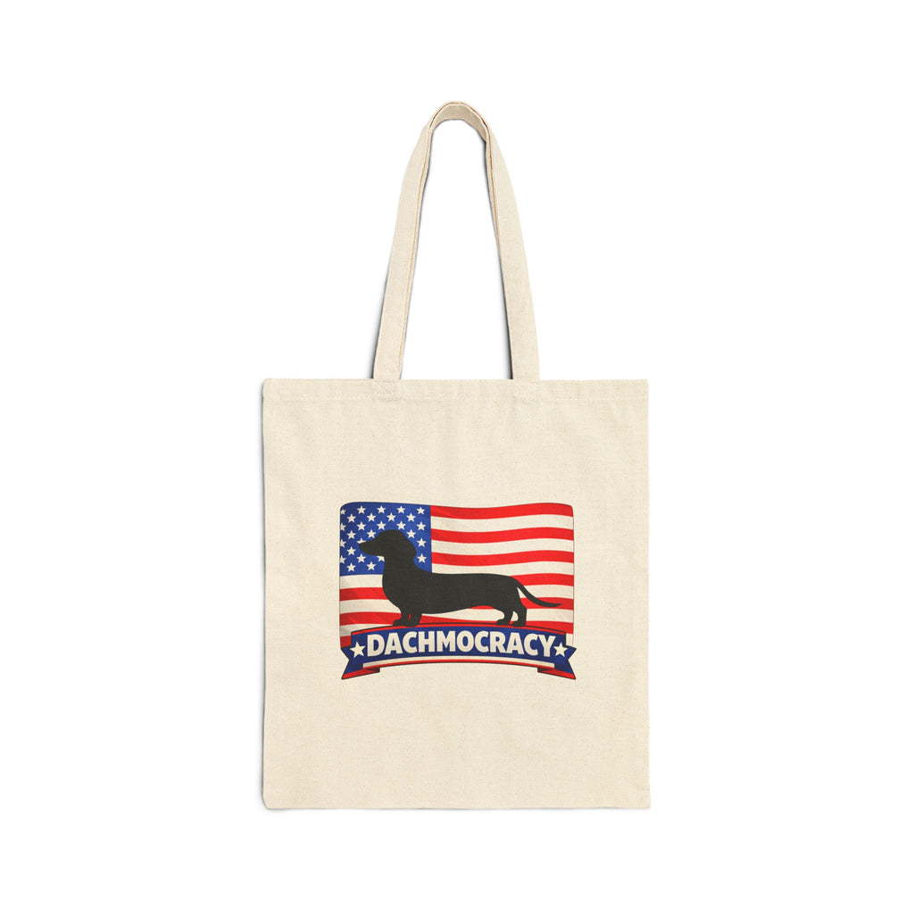 Dachshund Patriotic Cotton Canvas Tote Bag
