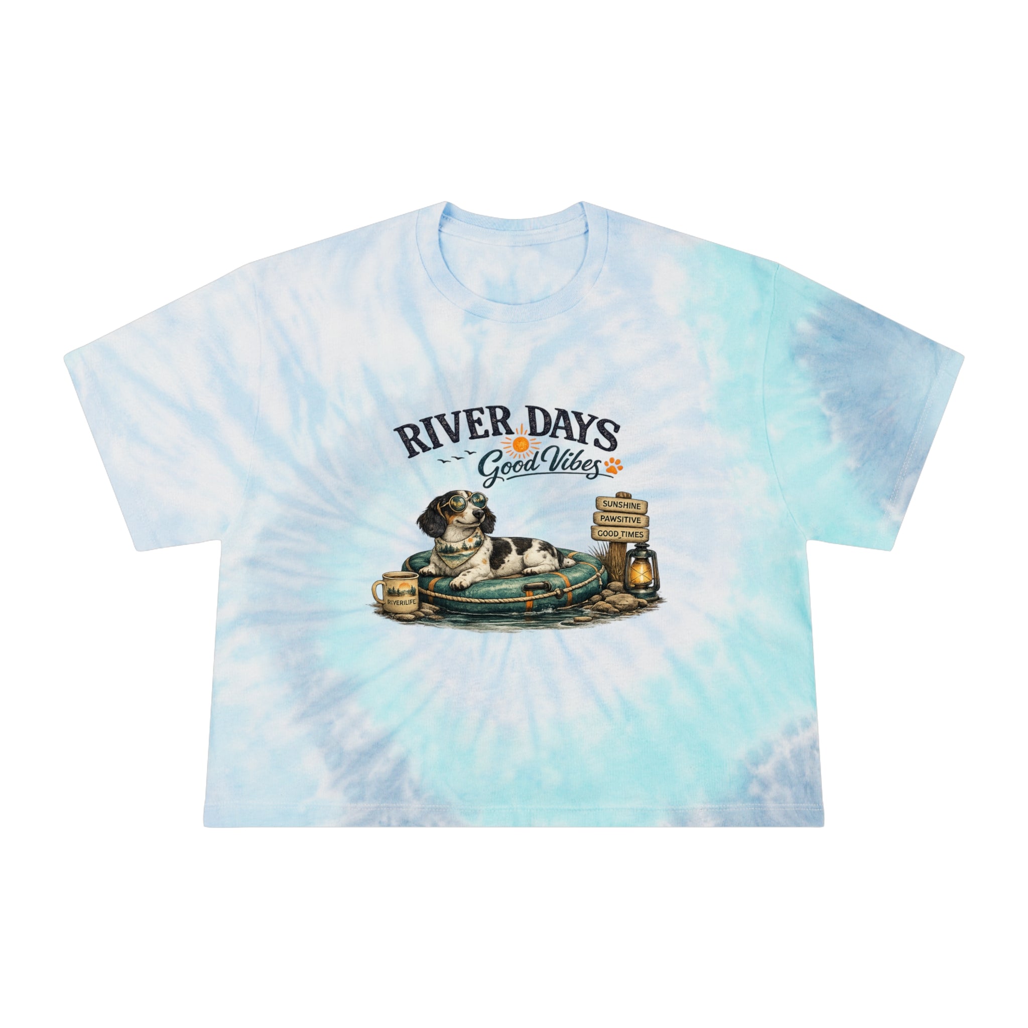 Dachshund River Days Women's Tie-Dye Crop Tee