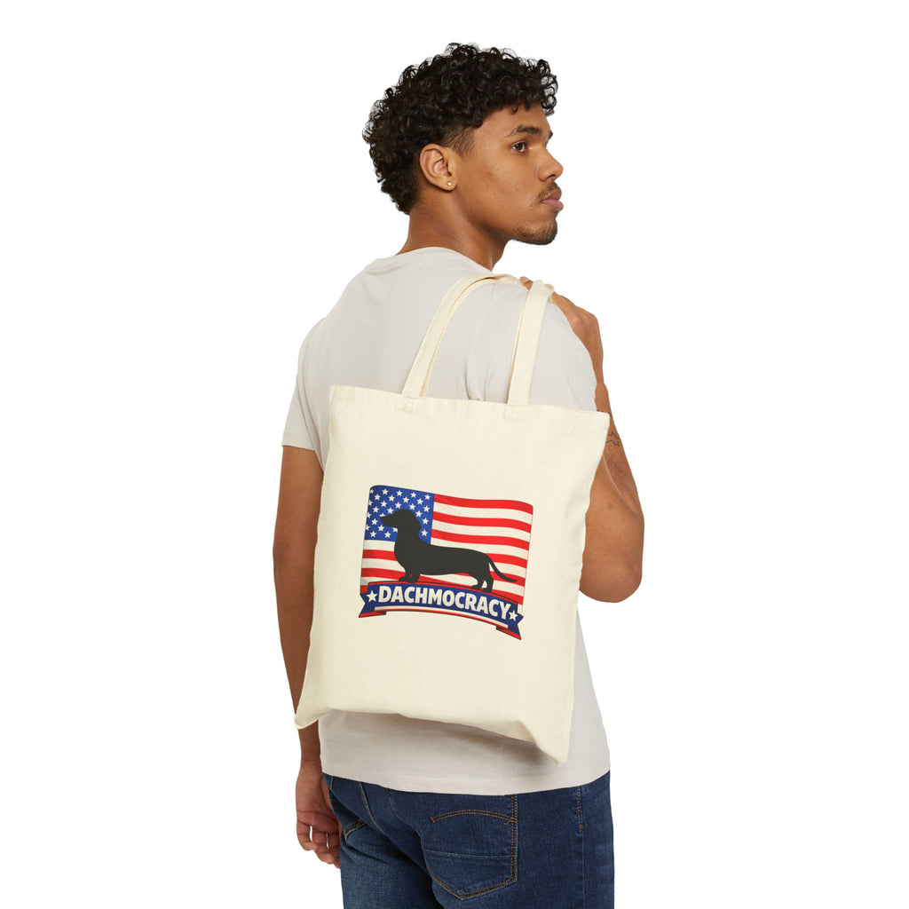 Dachshund Patriotic Cotton Canvas Tote Bag