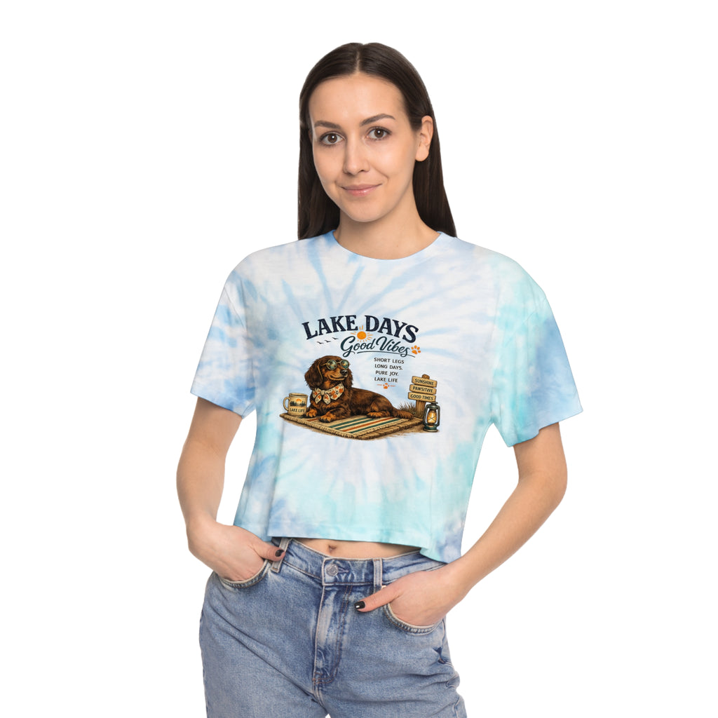 Dachshund LAKE DAYS Women's Tie-Dye Crop Tee