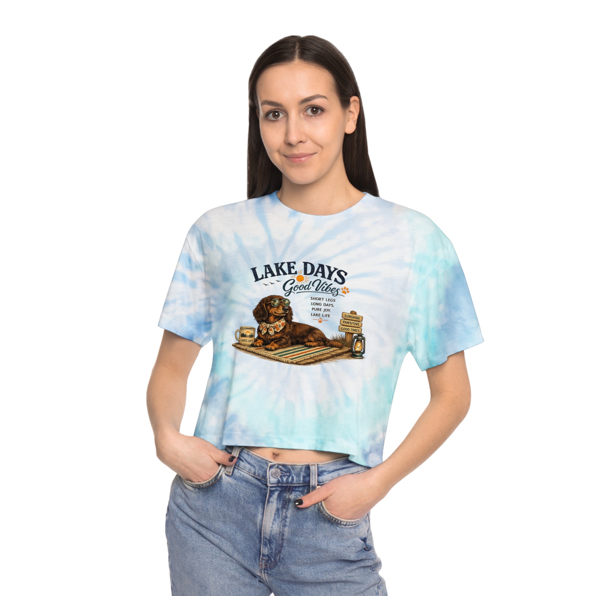 Dachshund LAKE DAYS Women's Tie-Dye Crop Tee