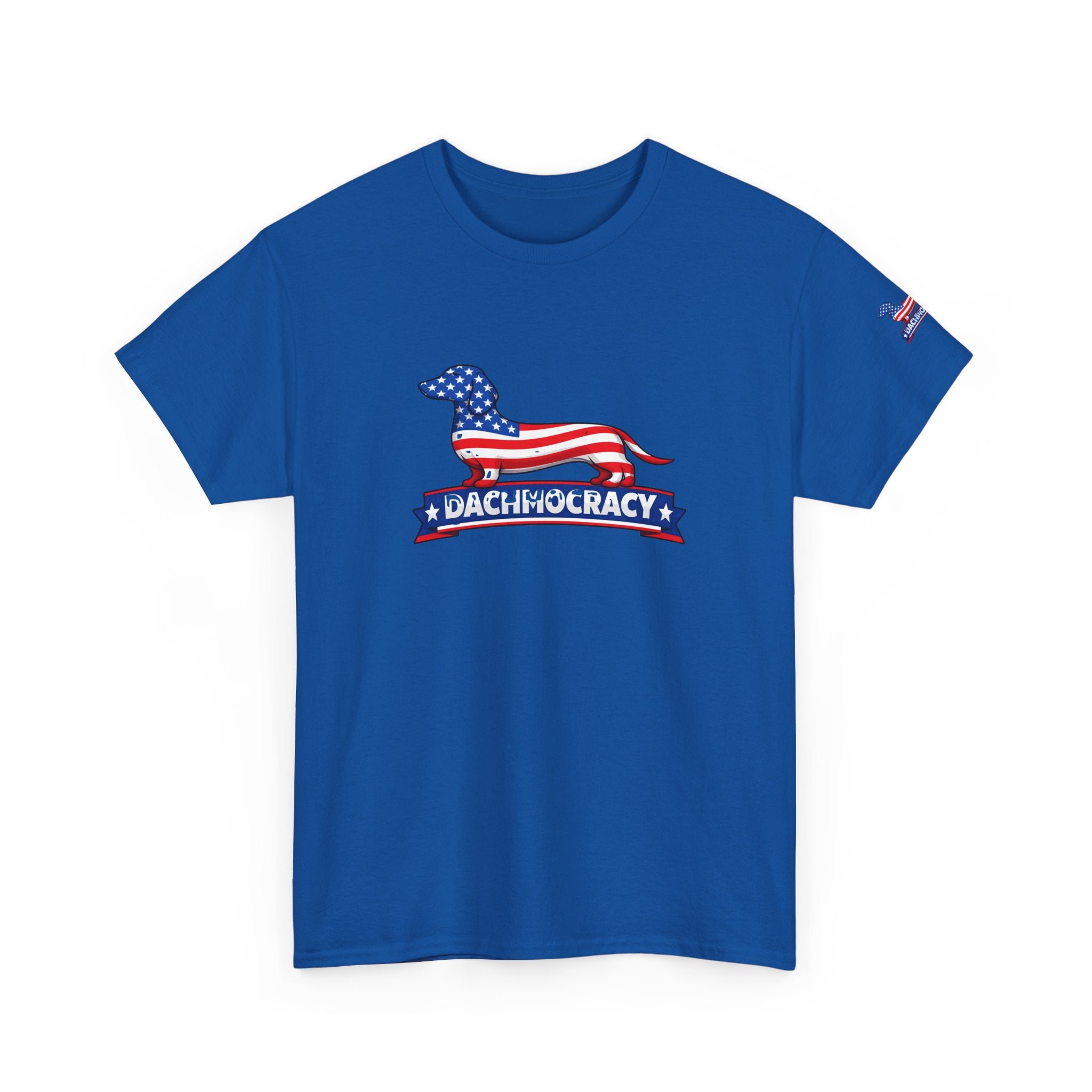 T-Shirt — 'Dachmocracy' American Flag Dachshund Patriotic Tee