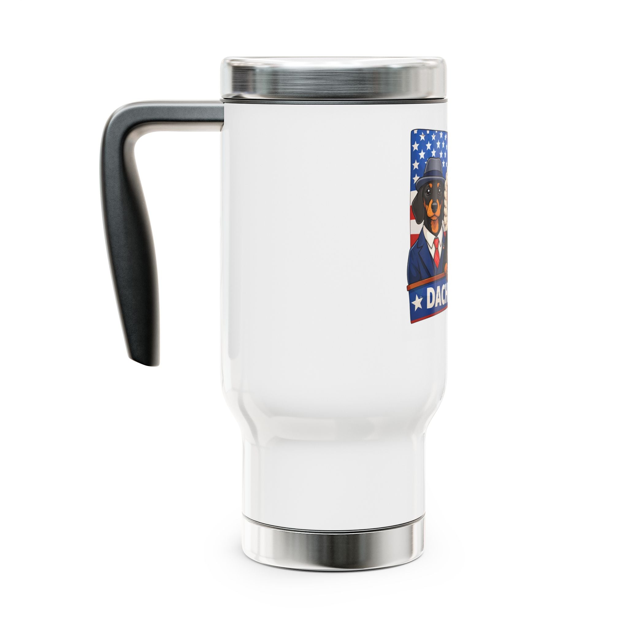 Dachshund Patriotic Stainless Steel Travel Mug with Handle, 14oz