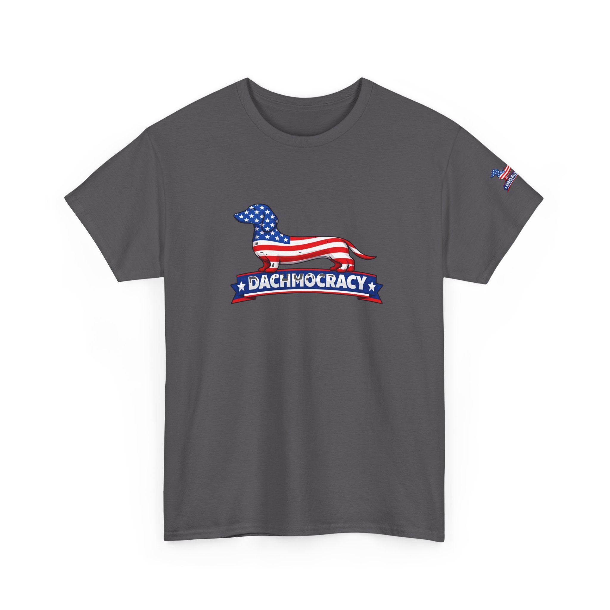 T-Shirt — 'Dachmocracy' American Flag Dachshund Patriotic Tee