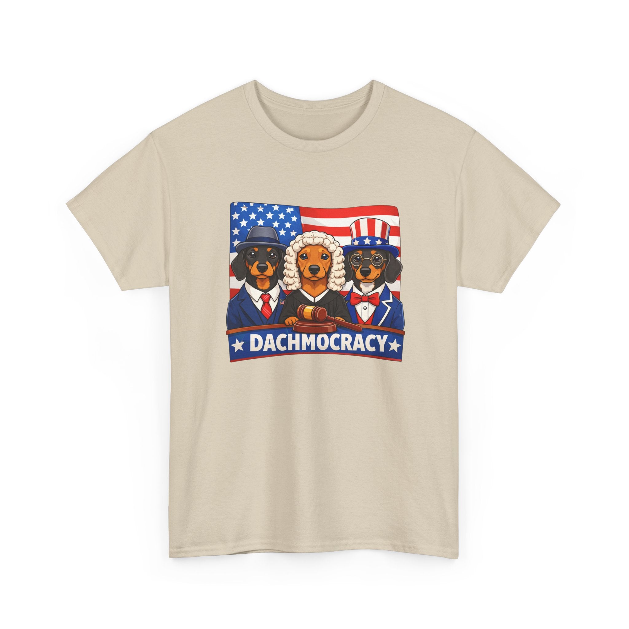 T-Shirt — "Dachmocracy" Patriotic Dachshund USA Graphic Tee
