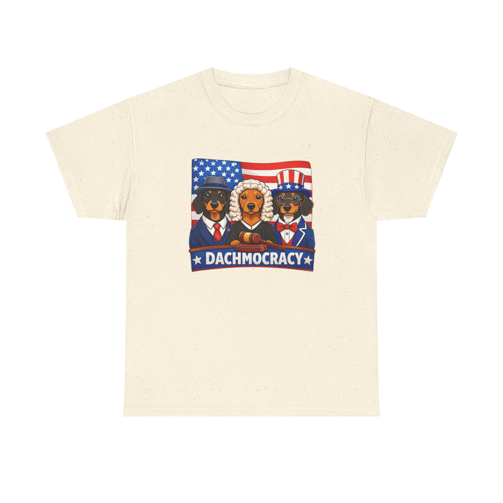 T-Shirt — "Dachmocracy" Patriotic Dachshund USA Graphic Tee