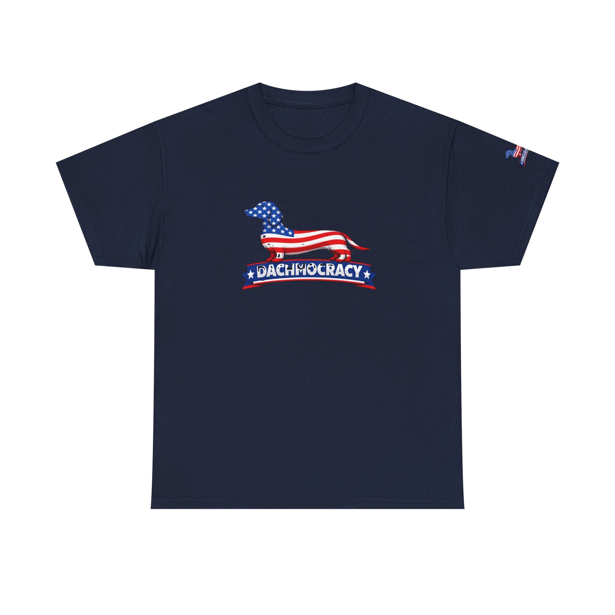 T-Shirt — 'Dachmocracy' American Flag Dachshund Patriotic Tee