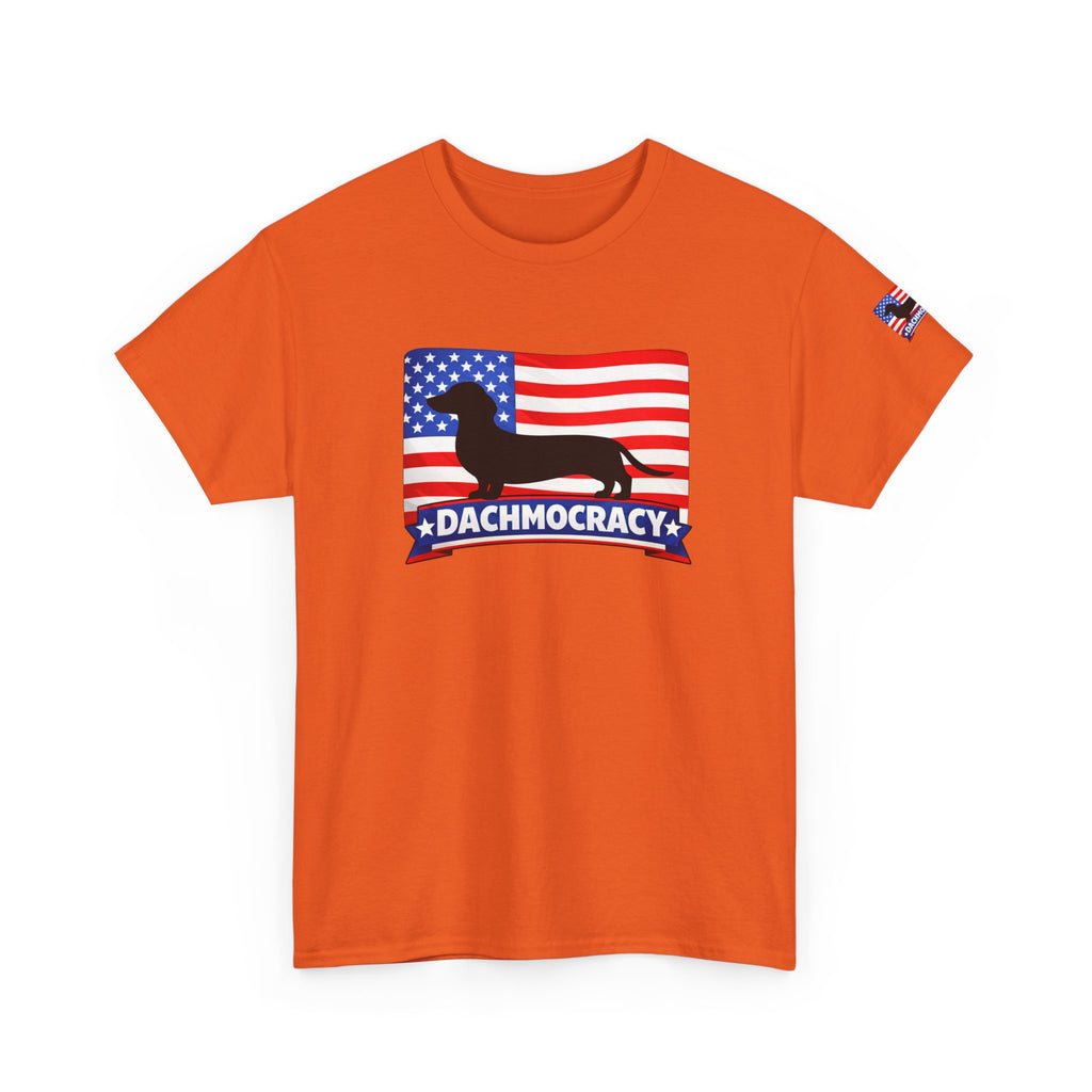 T-Shirt | 'Dachmocracy' American Flag Dachshund Patriotic Tee – 4th of July, Dog Lover Gift