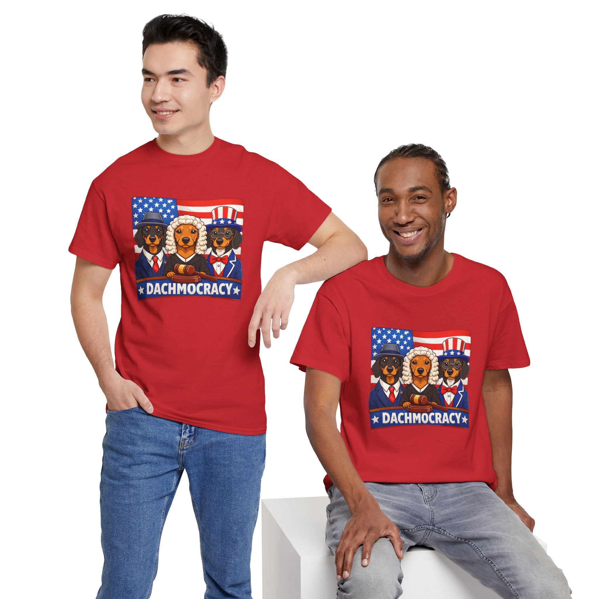 Dachshund 4th of July T-Shirt – Dachmocracy Patriotic Wiener Dog Tee