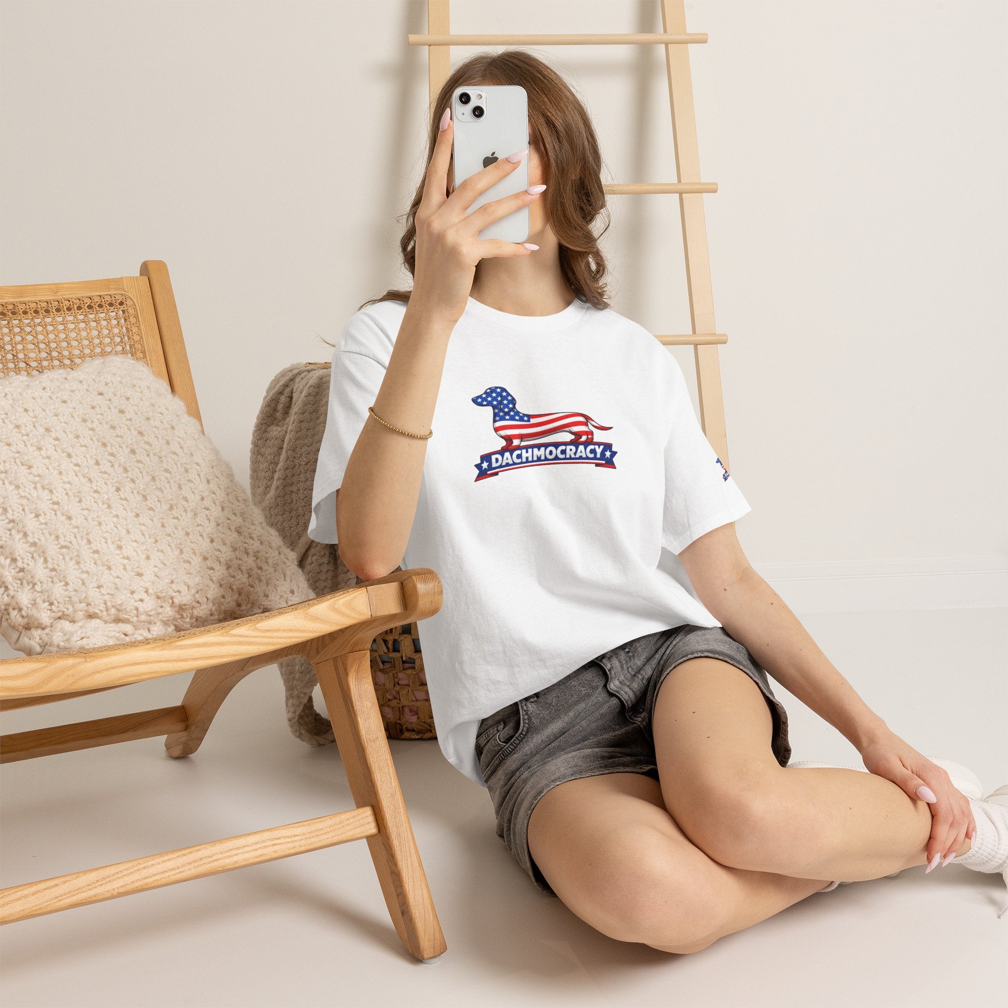 T-Shirt — 'Dachmocracy' American Flag Dachshund Patriotic Tee