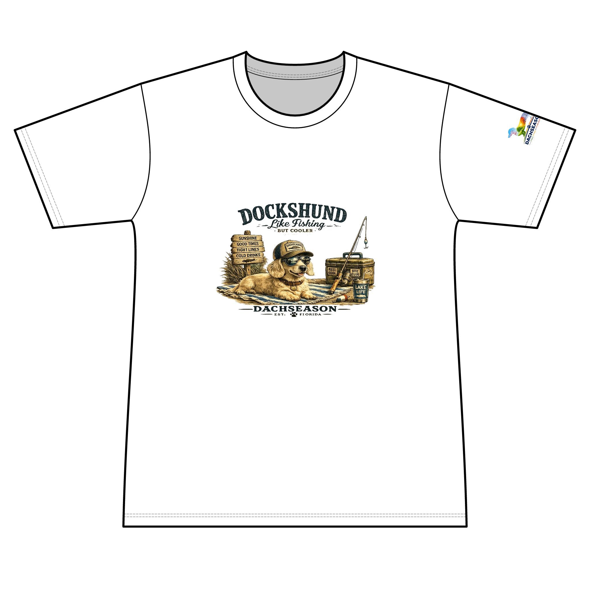 Cream Dachshund Sweat Wicking Shirt - Fishing Shirt