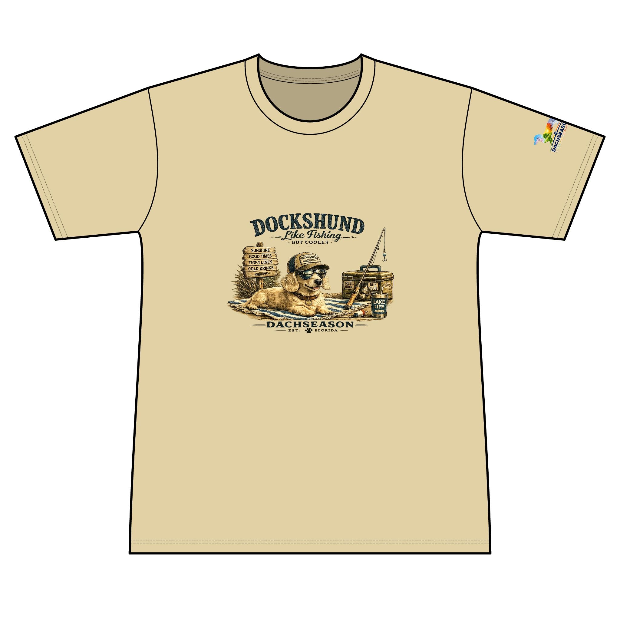 Cream Dachshund Sweat Wicking Shirt - Fishing Shirt
