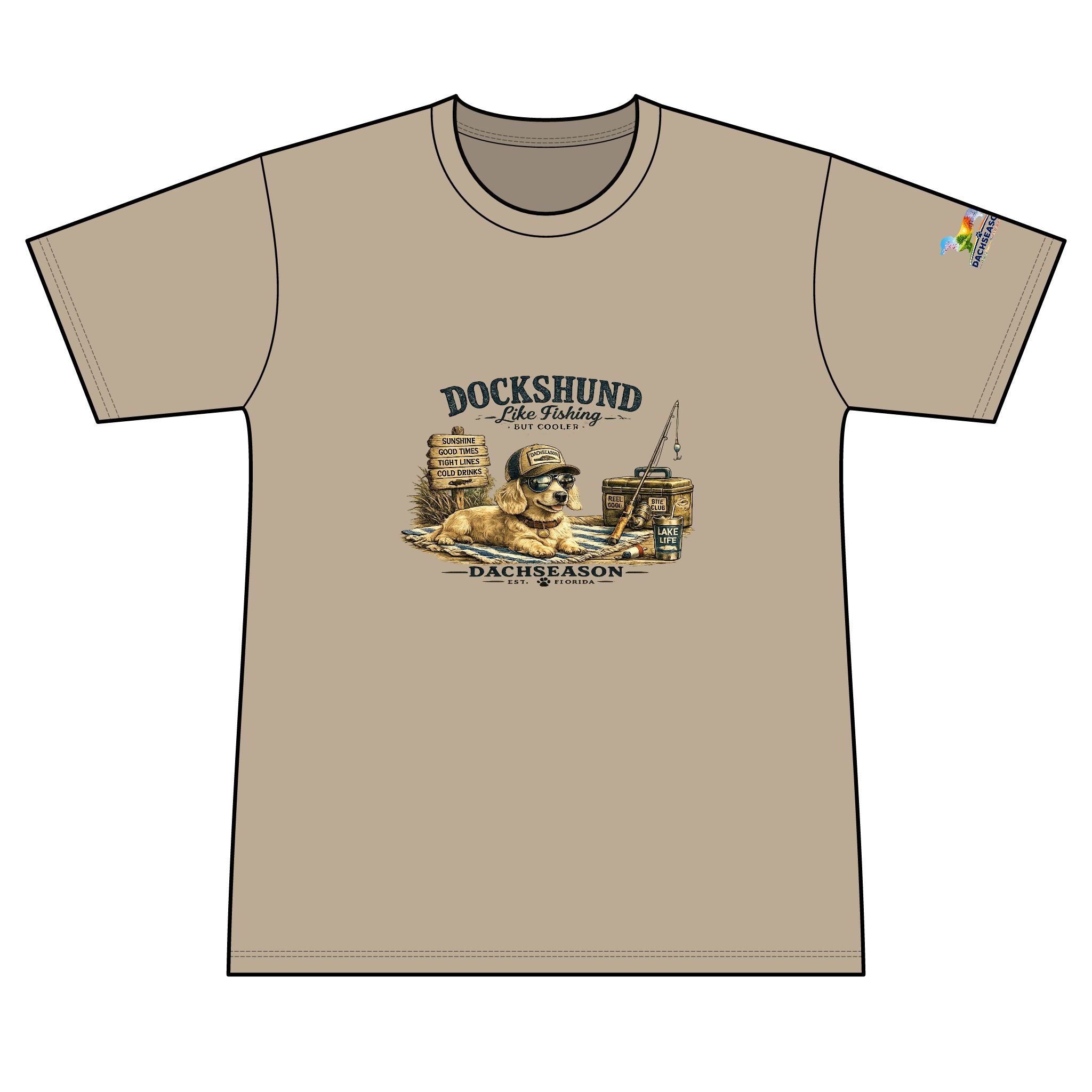 Cream Dachshund Sweat Wicking Shirt - Fishing Shirt