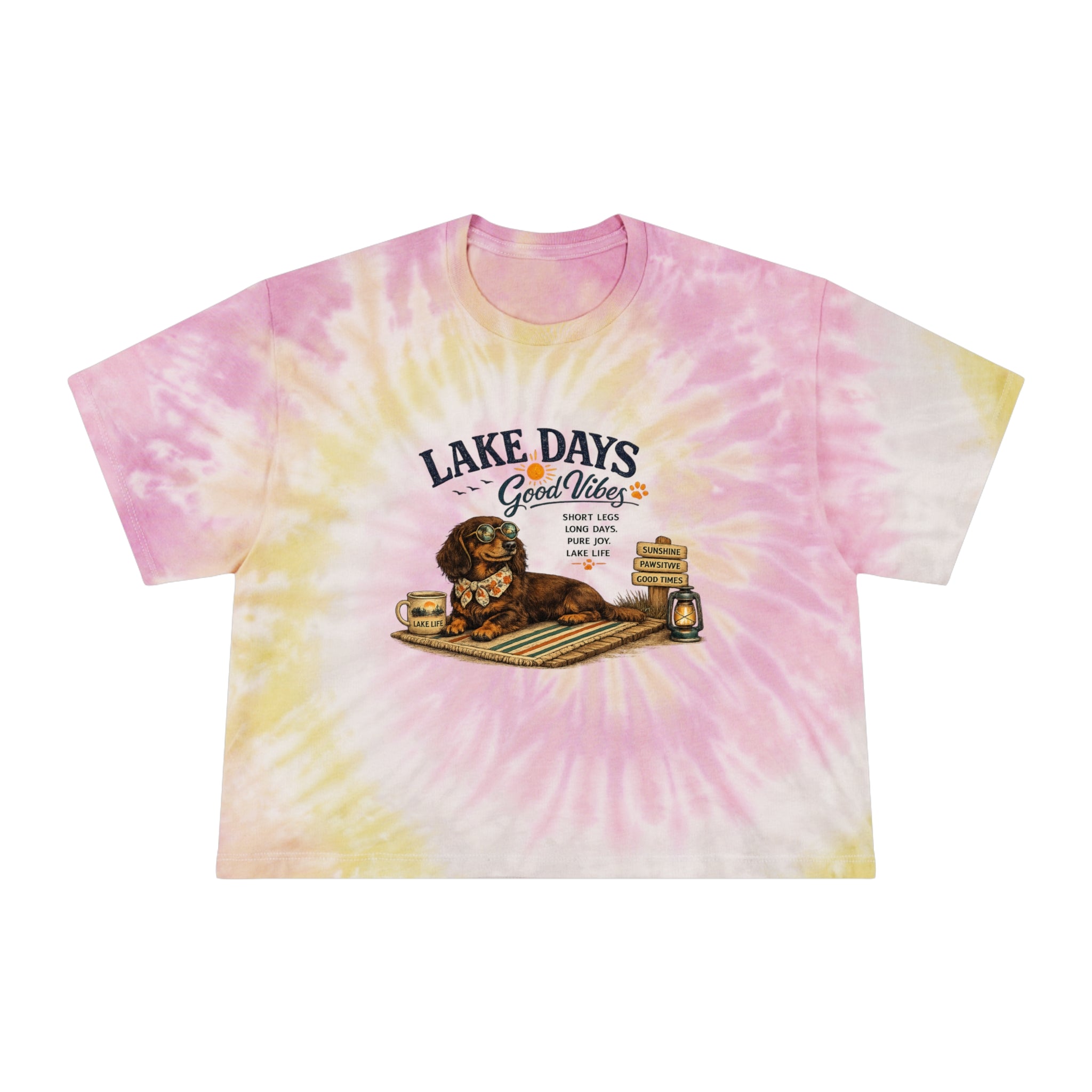 Dachshund LAKE DAYS Women's Tie-Dye Crop Tee