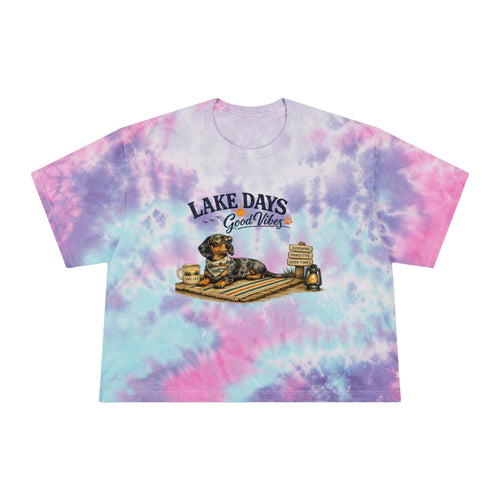 Dachshund LAKE DAYS SUMMER Women's Tie-Dye Crop Tee