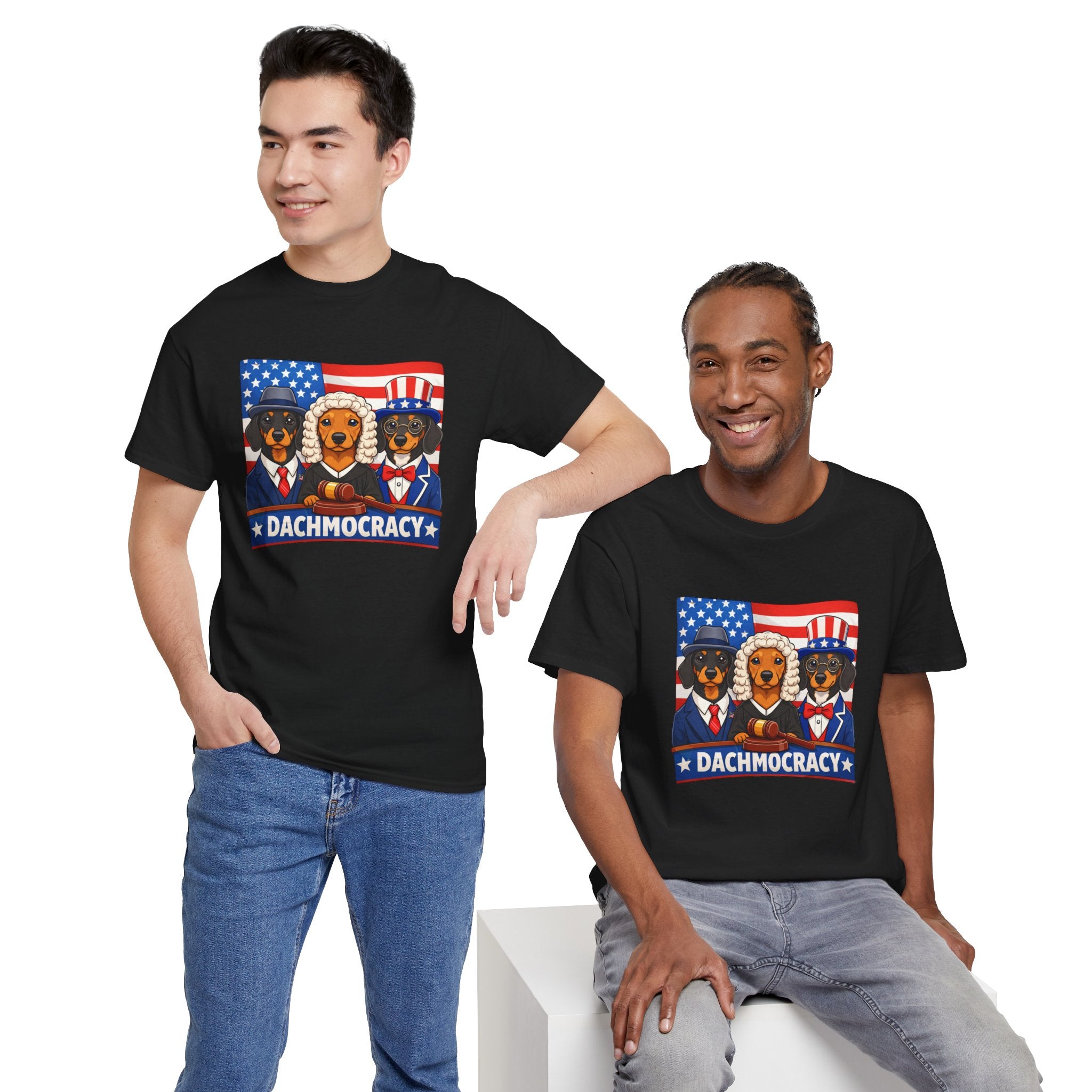 Dachmocracy T‑Shirt — Patriotic Dachshund 4th of July Tee