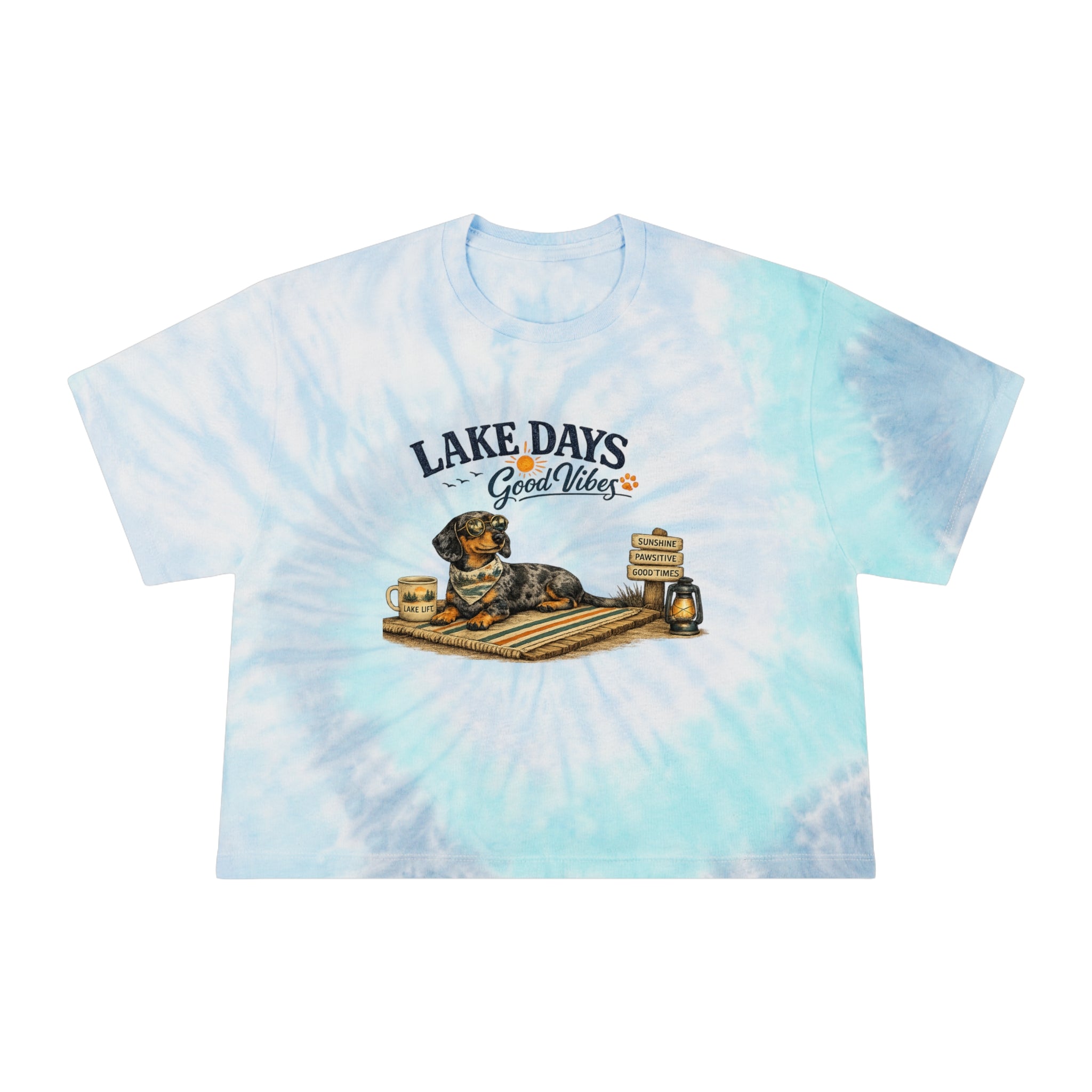 Dachshund LAKE DAYS SUMMER Women's Tie-Dye Crop Tee