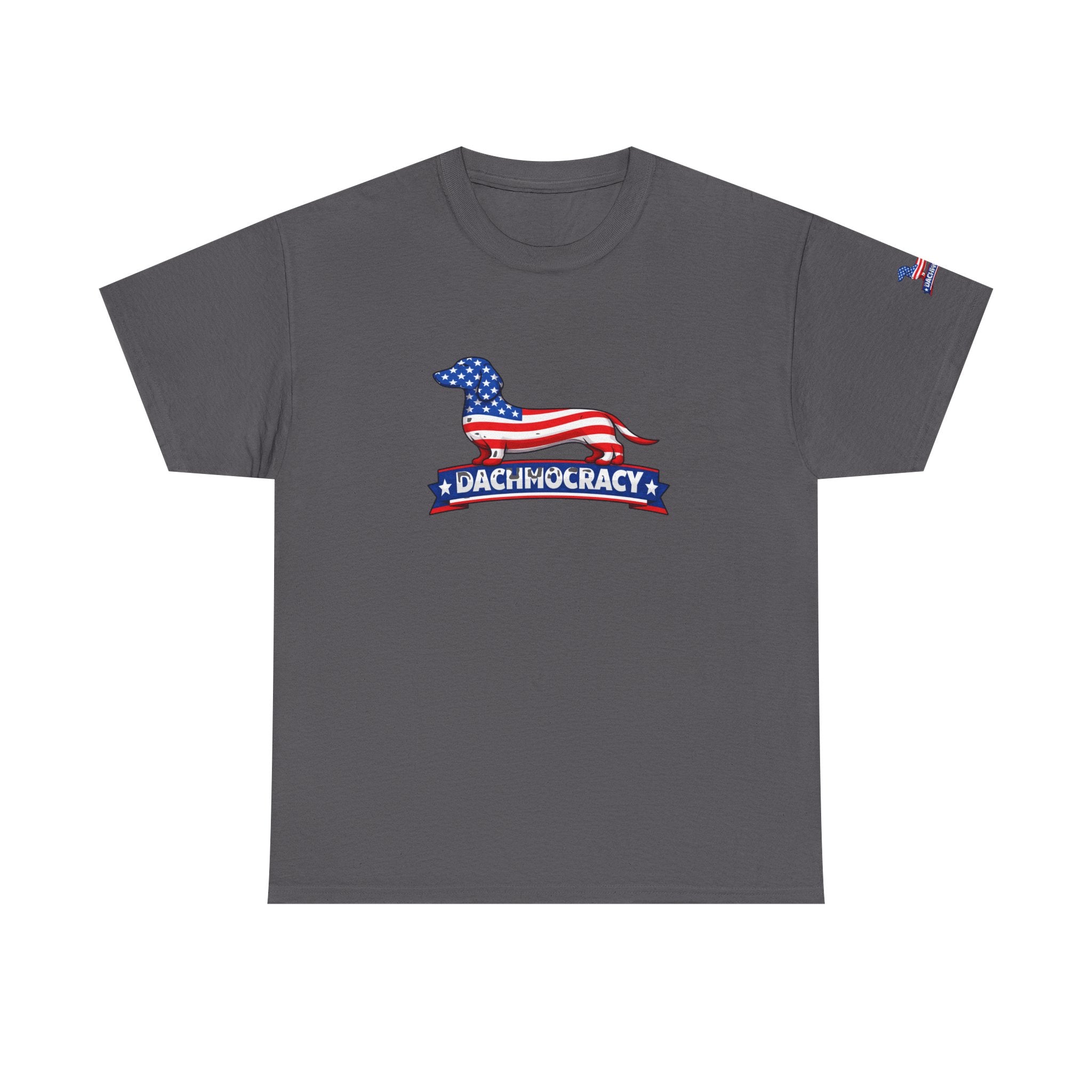 T-Shirt — 'Dachmocracy' American Flag Dachshund Patriotic Tee