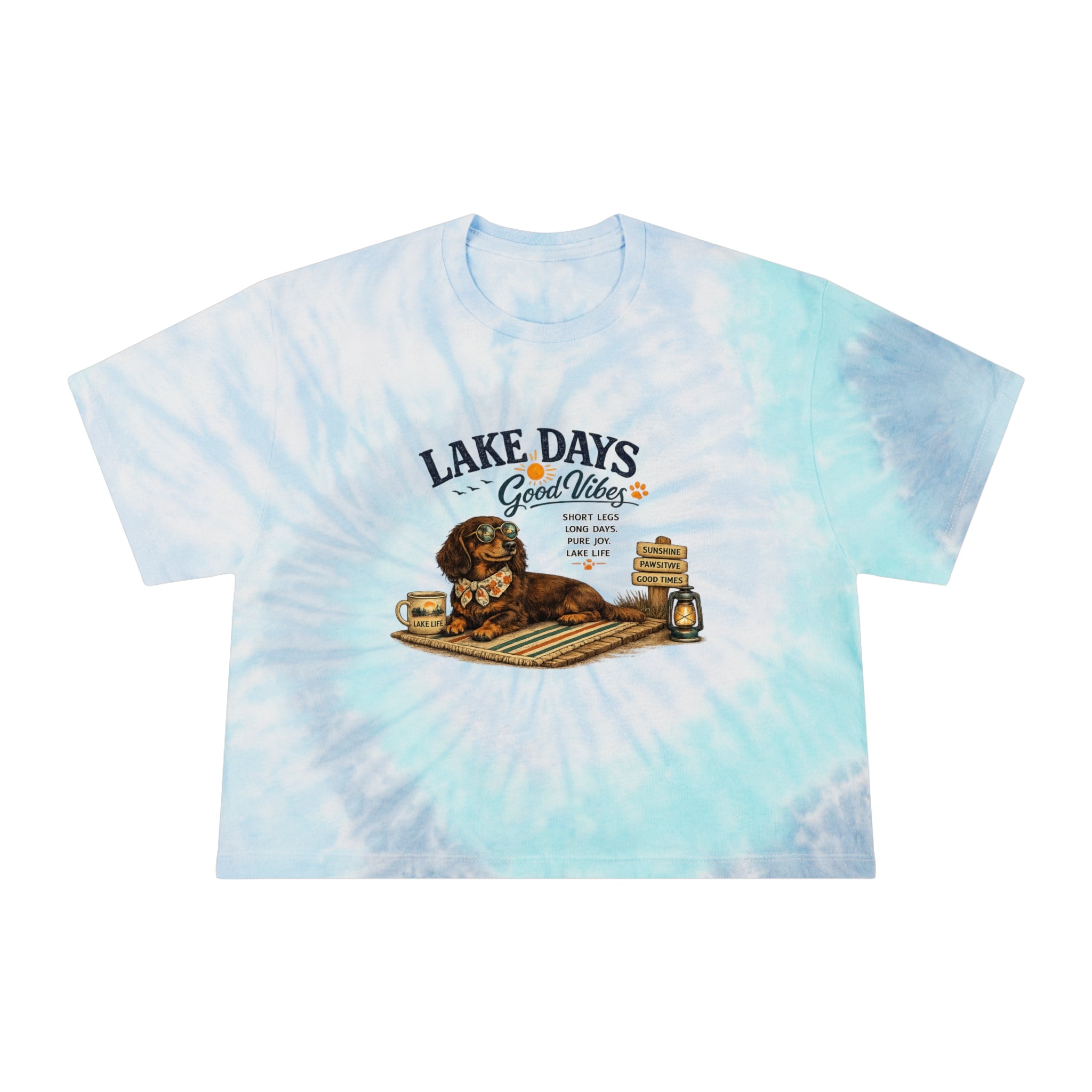Dachshund LAKE DAYS Women's Tie-Dye Crop Tee