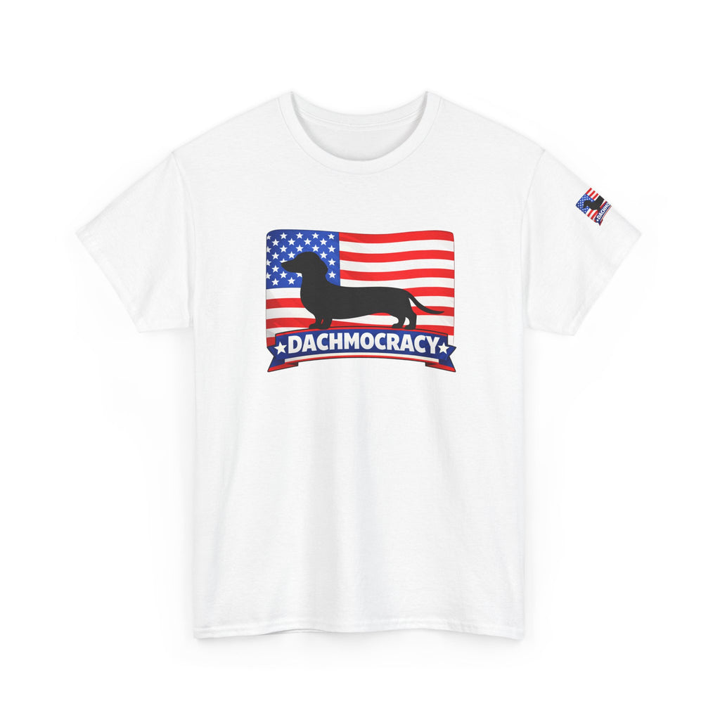 T-Shirt | 'Dachmocracy' American Flag Dachshund Patriotic Tee – 4th of July, Dog Lover Gift