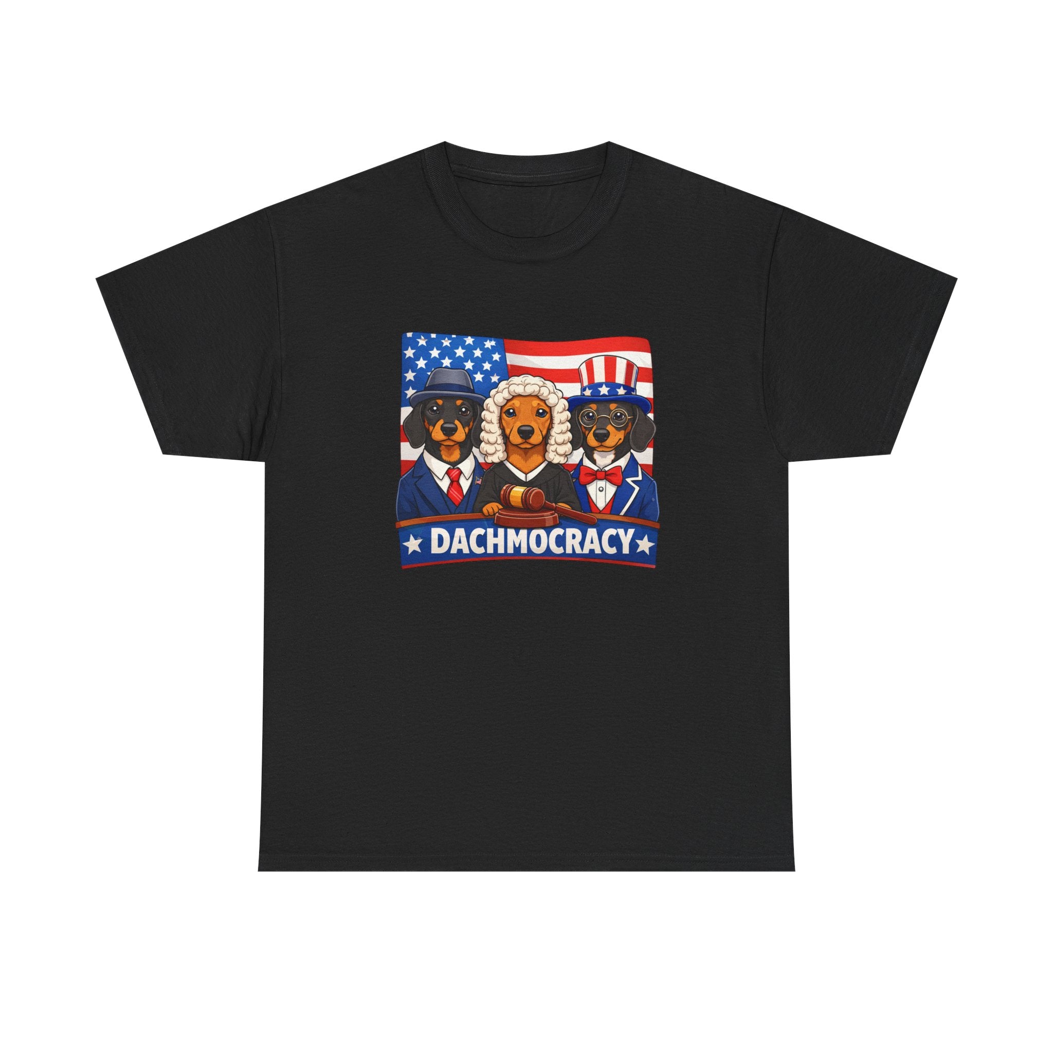 T-Shirt — "Dachmocracy" Patriotic Dachshund USA Graphic Tee