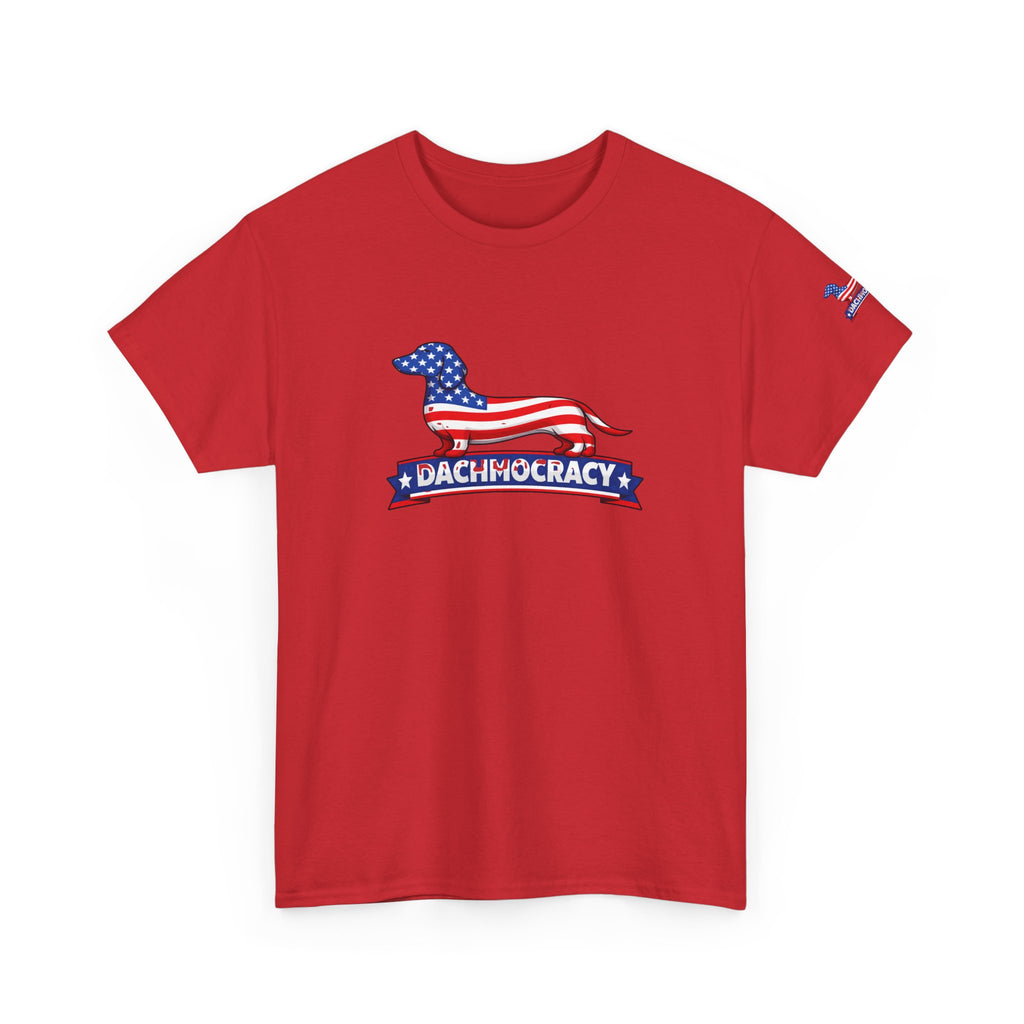 T-Shirt — 'Dachmocracy' American Flag Dachshund Patriotic Tee