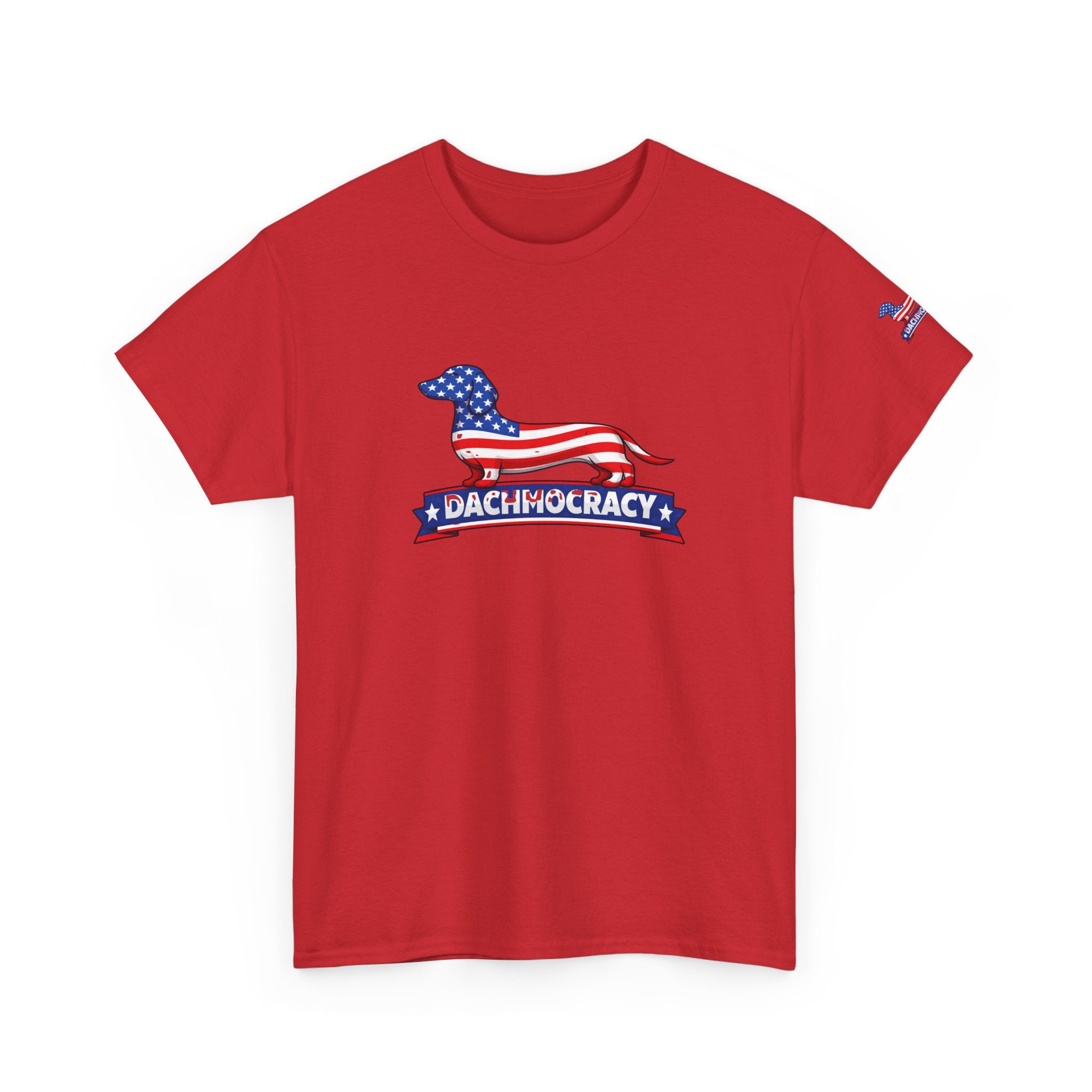 T-Shirt — 'Dachmocracy' American Flag Dachshund Patriotic Tee