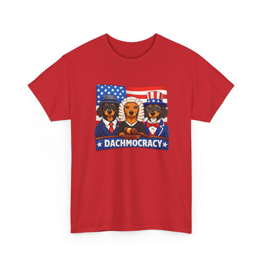 T-Shirt — "Dachmocracy" Patriotic Dachshund USA Graphic Tee