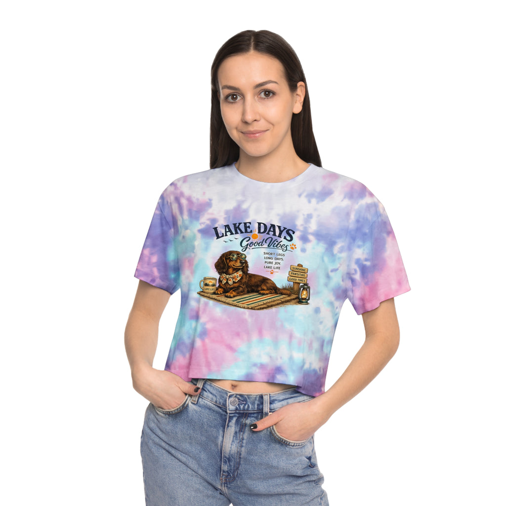 Dachshund LAKE DAYS Women's Tie-Dye Crop Tee