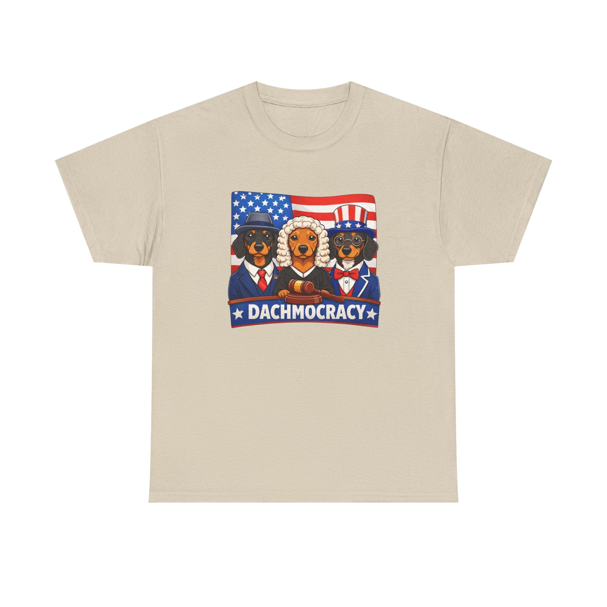 T-Shirt — "Dachmocracy" Patriotic Dachshund USA Graphic Tee