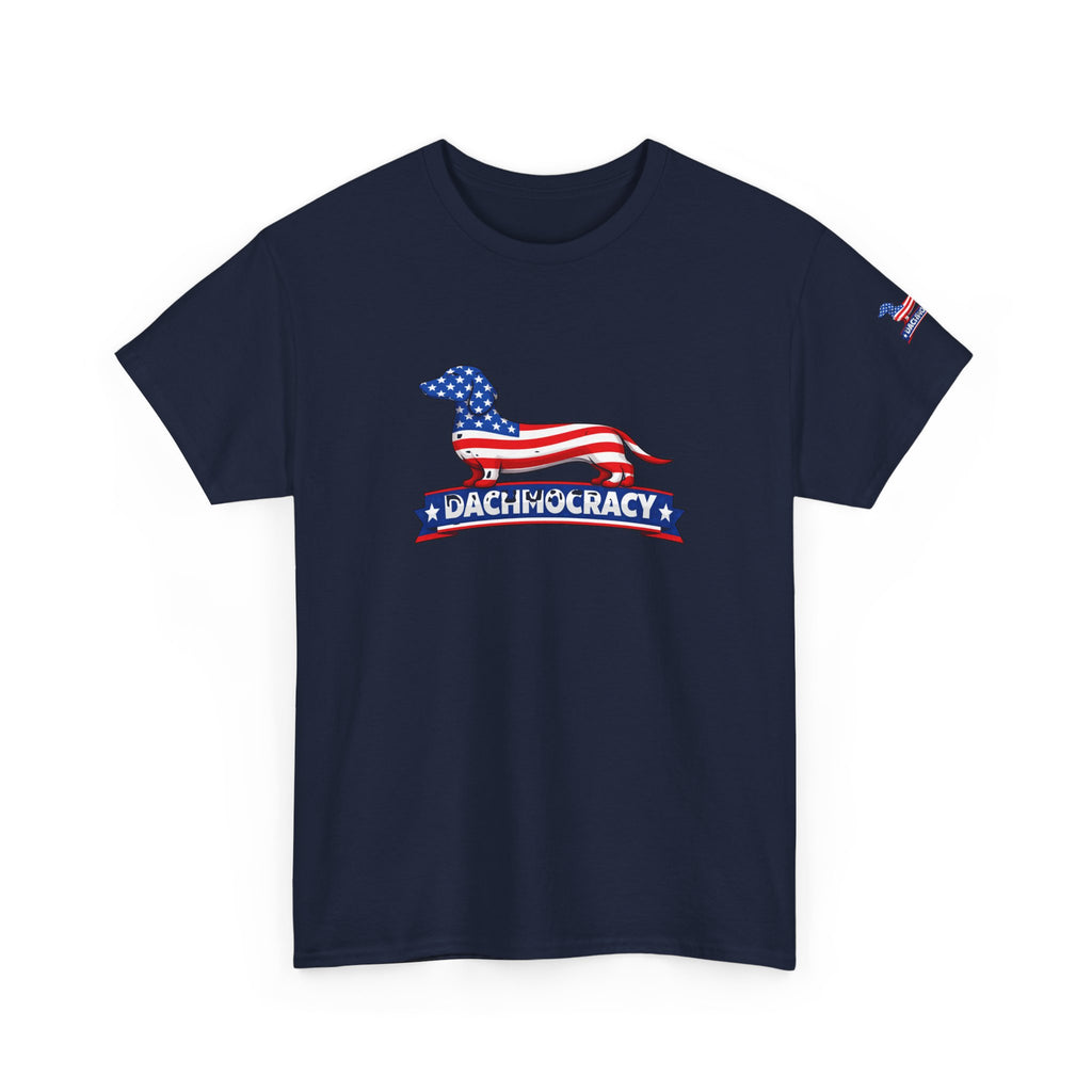 T-Shirt — 'Dachmocracy' American Flag Dachshund Patriotic Tee