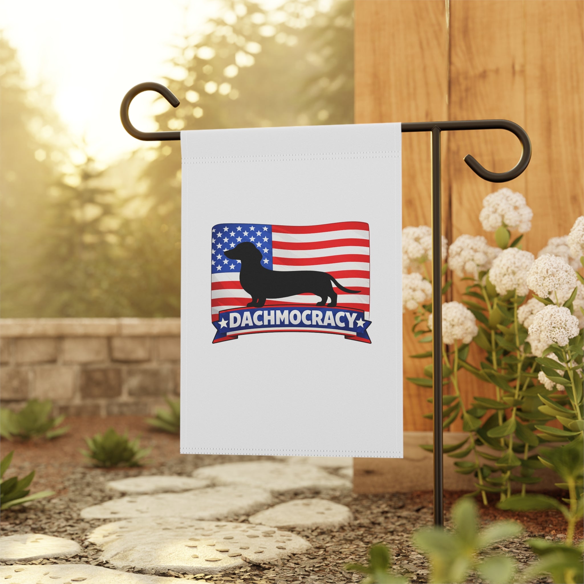 Dachshund 'Dachmocracy' American Flag Garden Flag