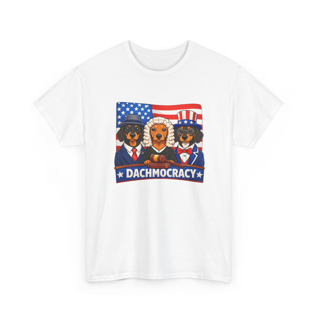 T-Shirt — "Dachmocracy" Patriotic Dachshund USA Graphic Tee