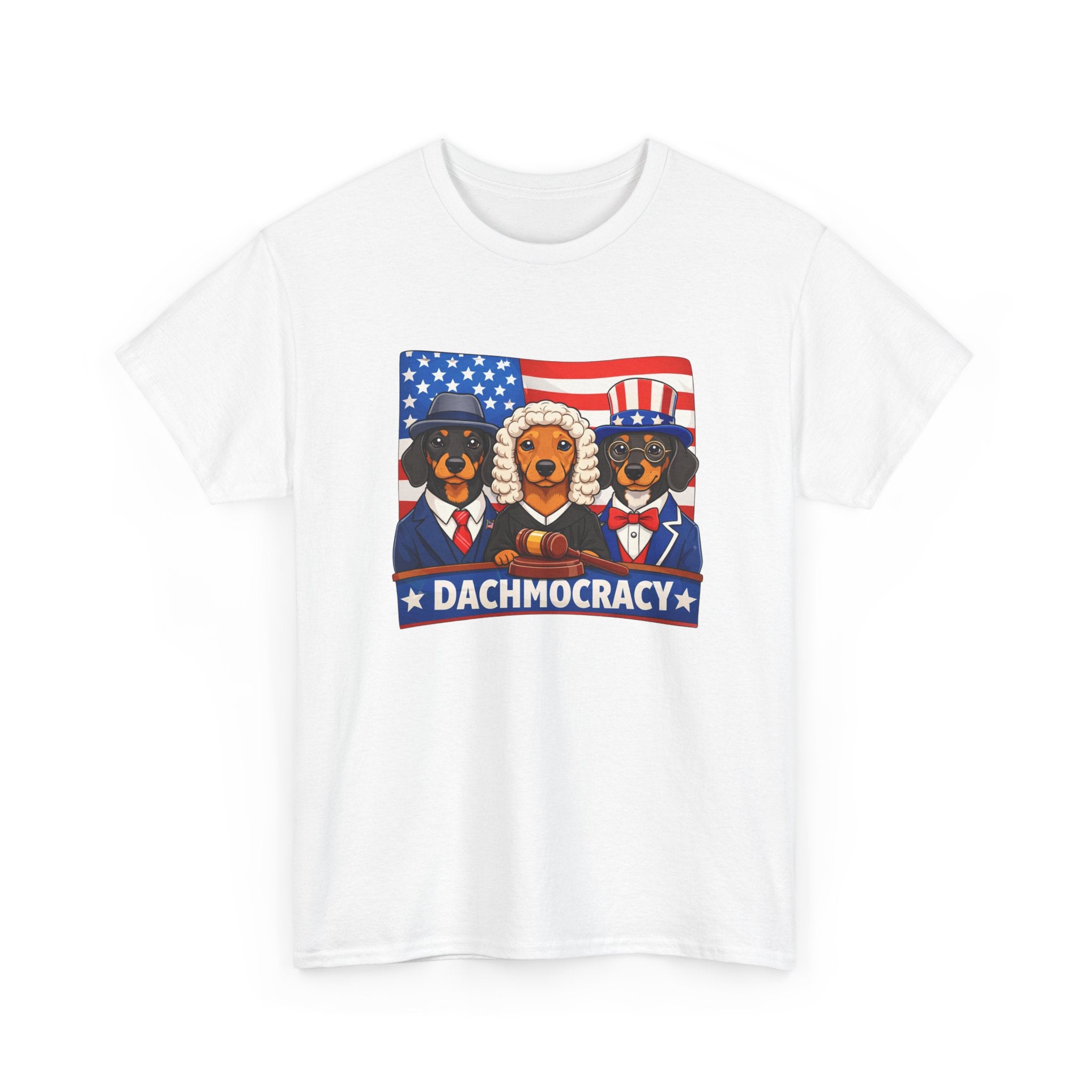 T-Shirt — "Dachmocracy" Patriotic Dachshund USA Graphic Tee