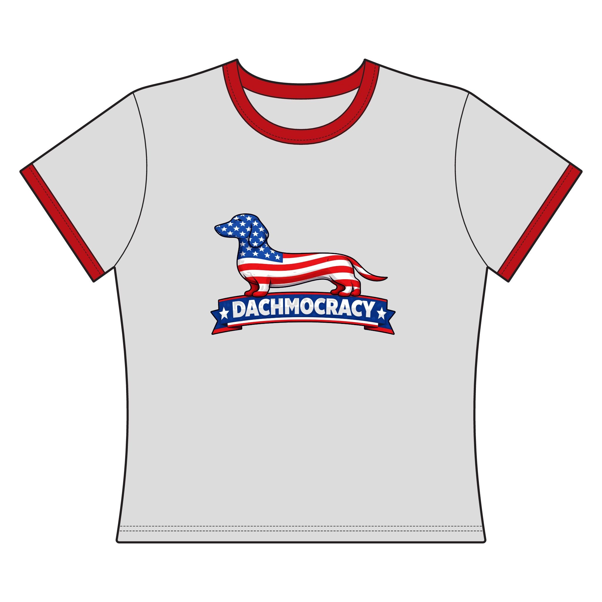 Patriotic Dachshund Women's Ringer Tee
