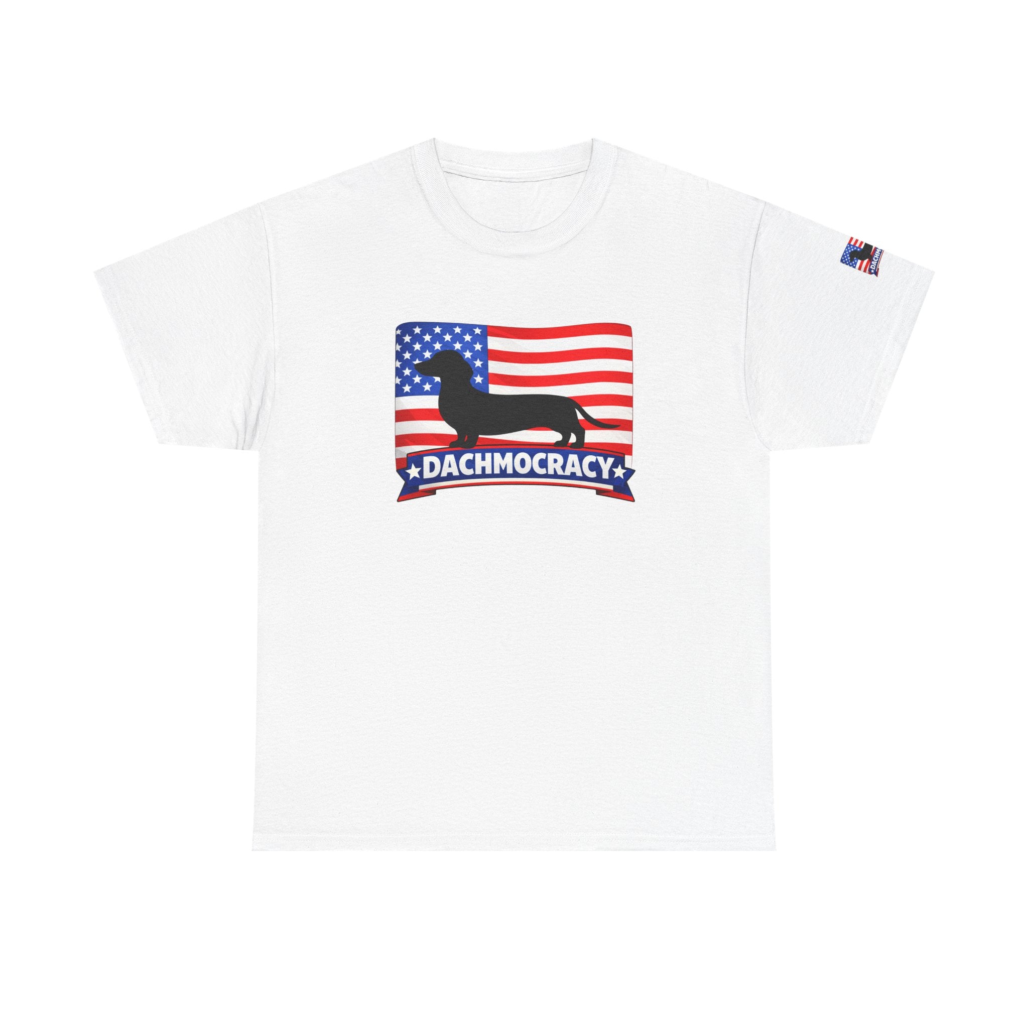 T-Shirt | 'Dachmocracy' American Flag Dachshund Patriotic Tee – 4th of July, Dog Lover Gift