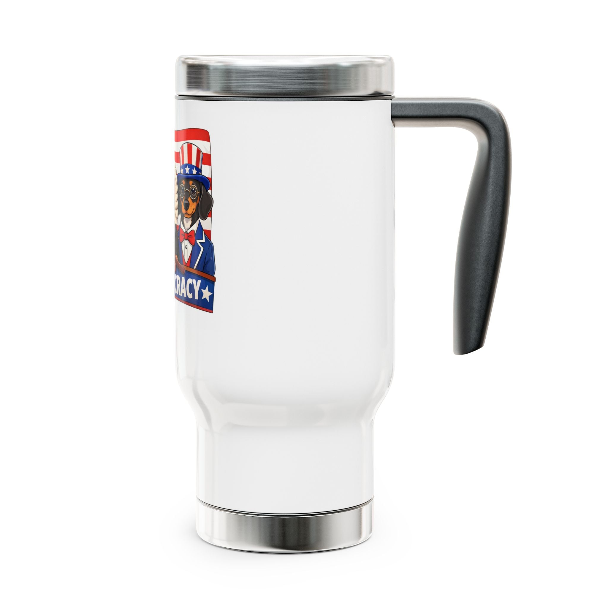 Dachshund Patriotic Stainless Steel Travel Mug with Handle, 14oz