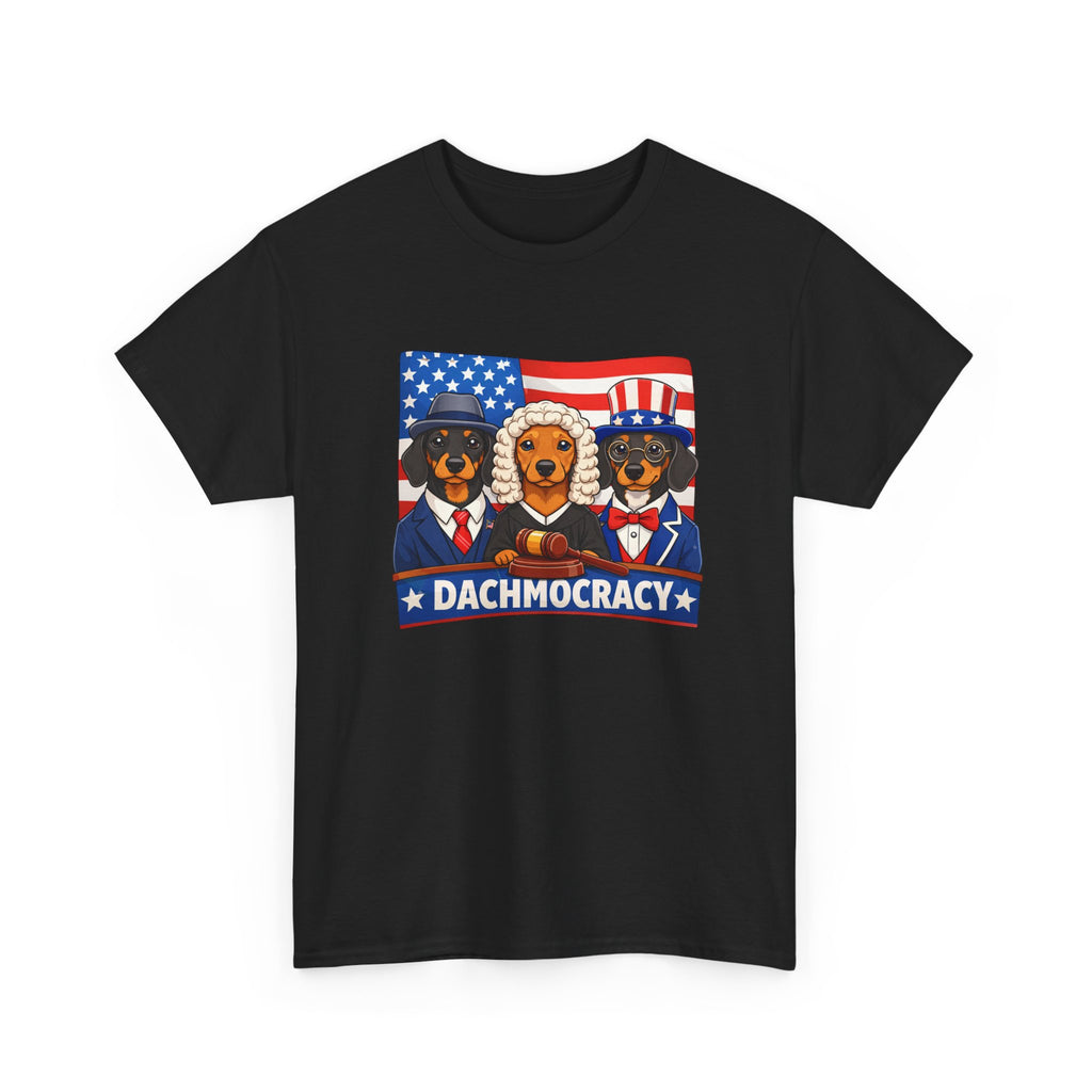 T-Shirt — "Dachmocracy" Patriotic Dachshund USA Graphic Tee