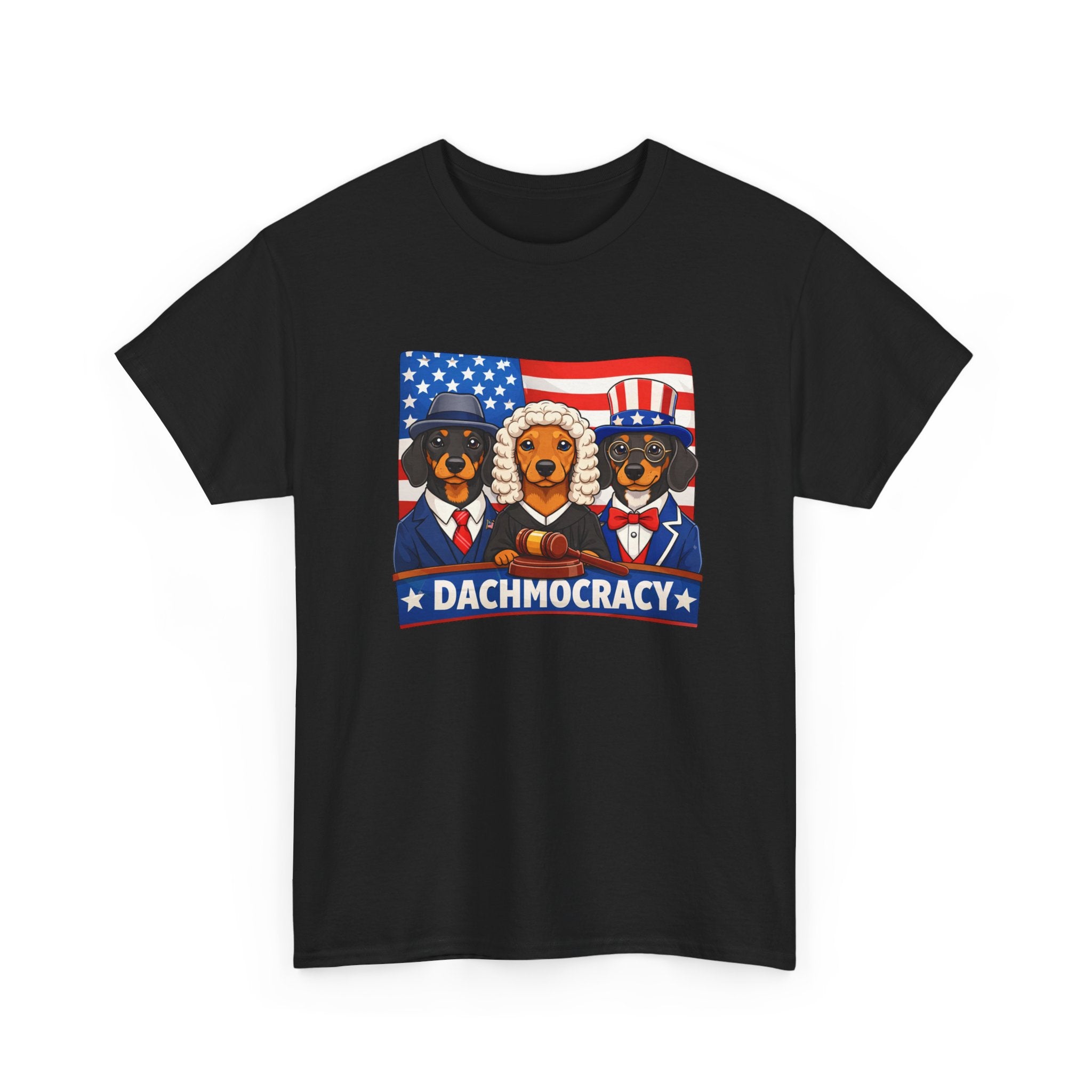 T-Shirt — "Dachmocracy" Patriotic Dachshund USA Graphic Tee