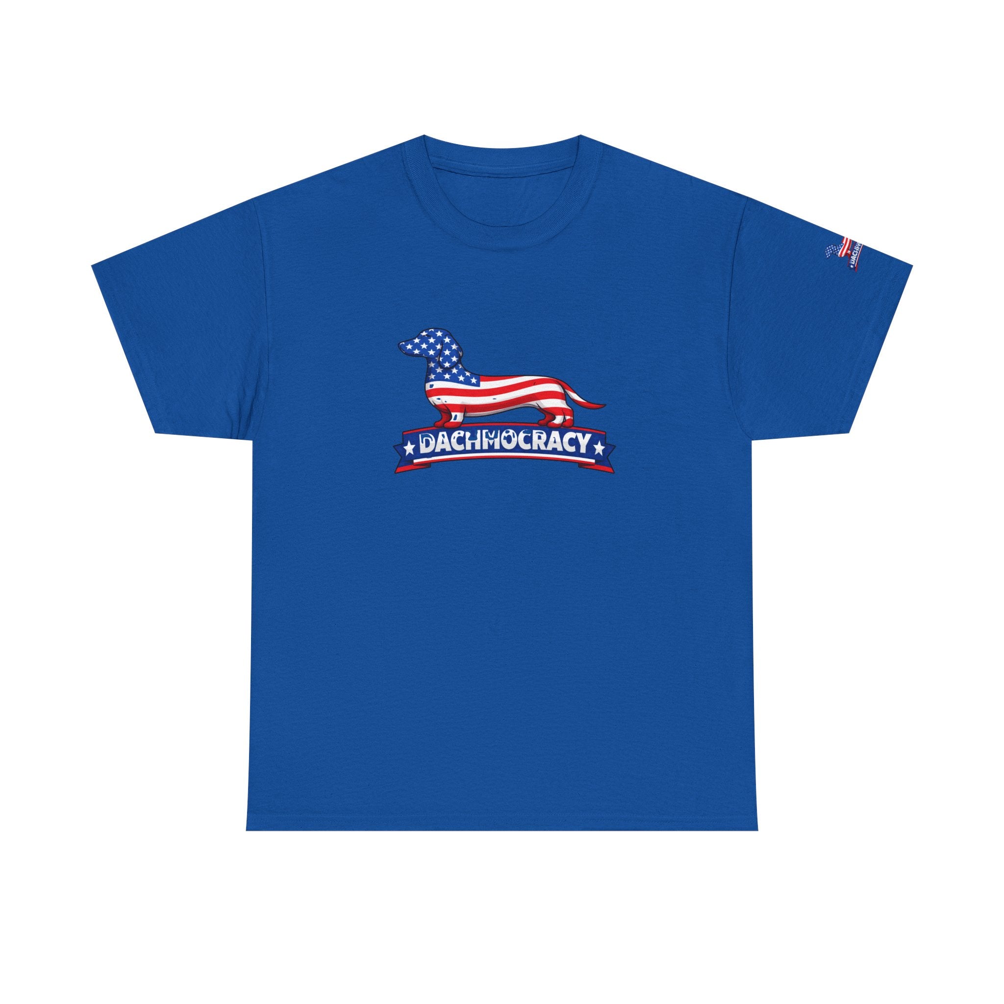 T-Shirt — 'Dachmocracy' American Flag Dachshund Patriotic Tee