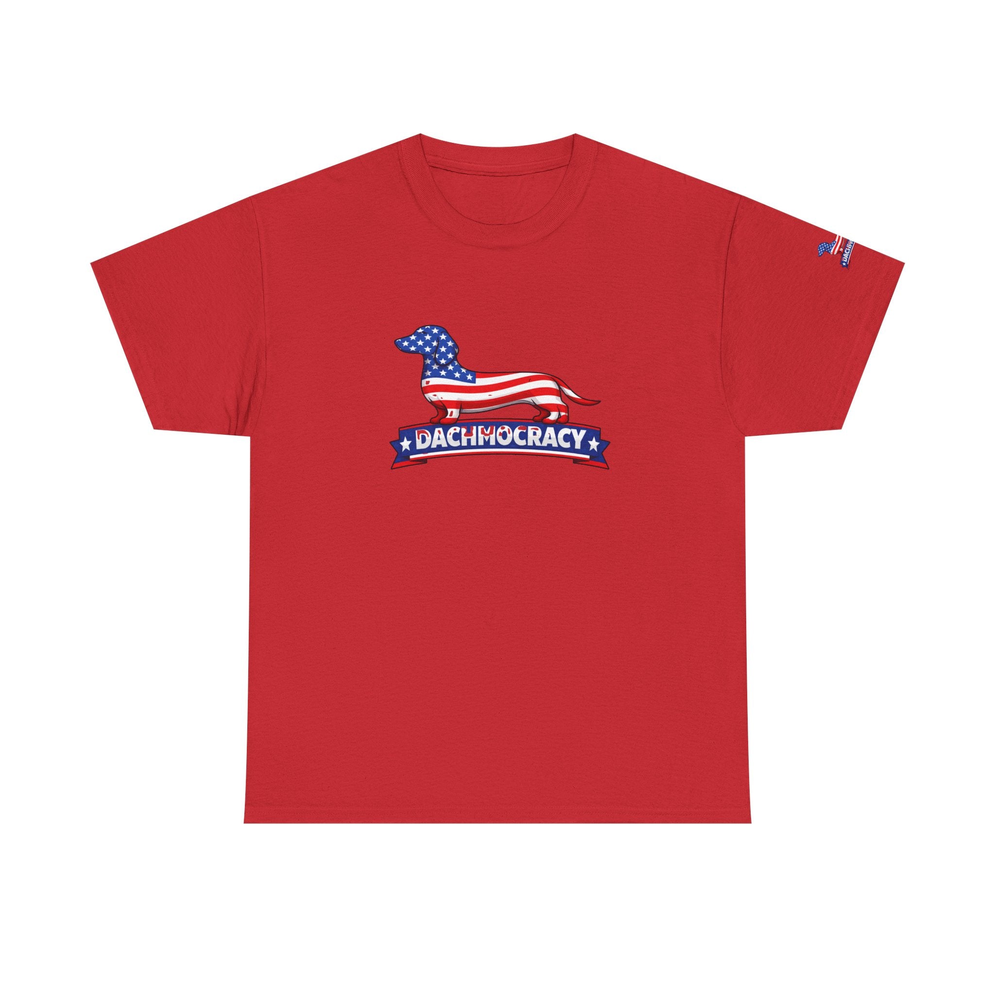T-Shirt — 'Dachmocracy' American Flag Dachshund Patriotic Tee