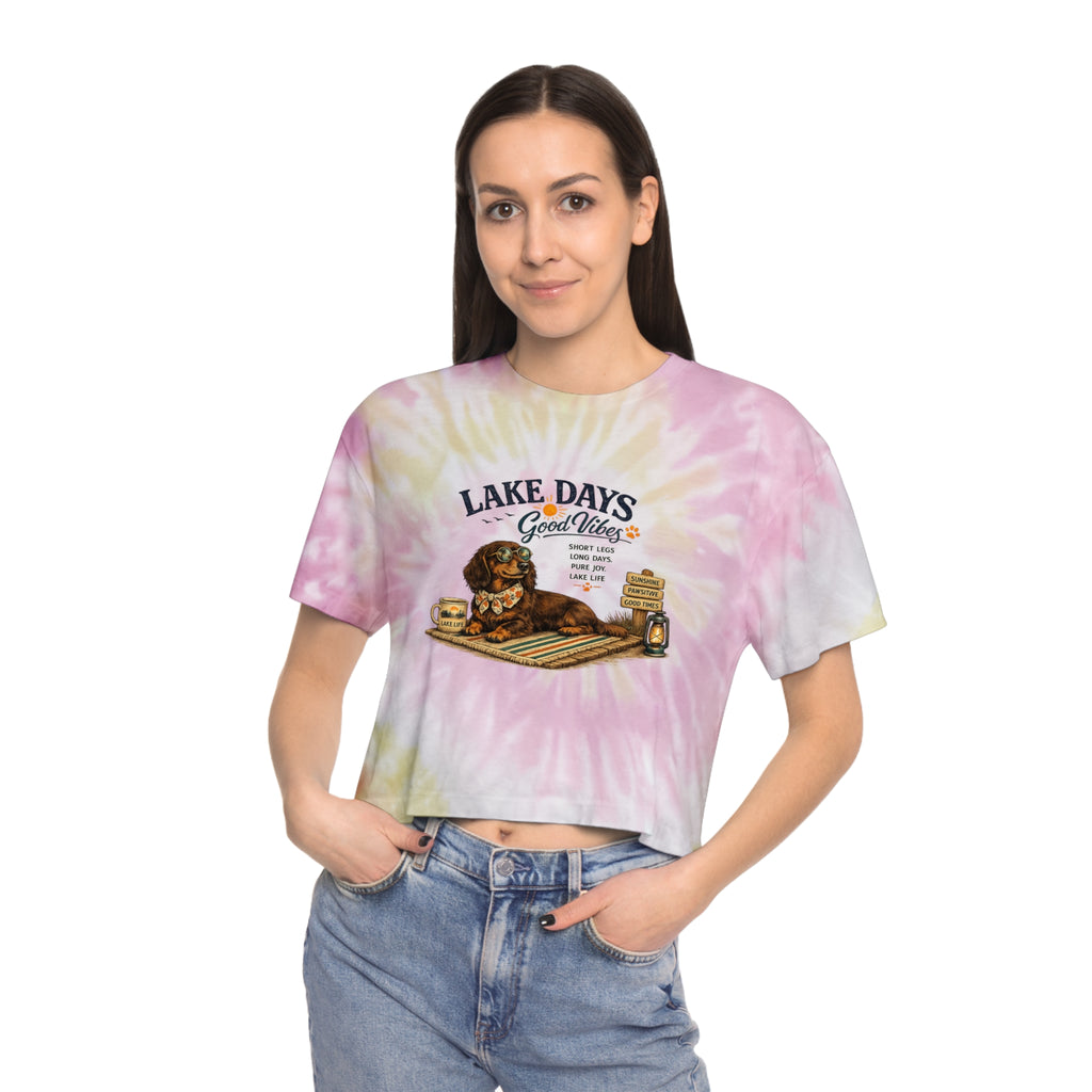 Dachshund LAKE DAYS Women's Tie-Dye Crop Tee