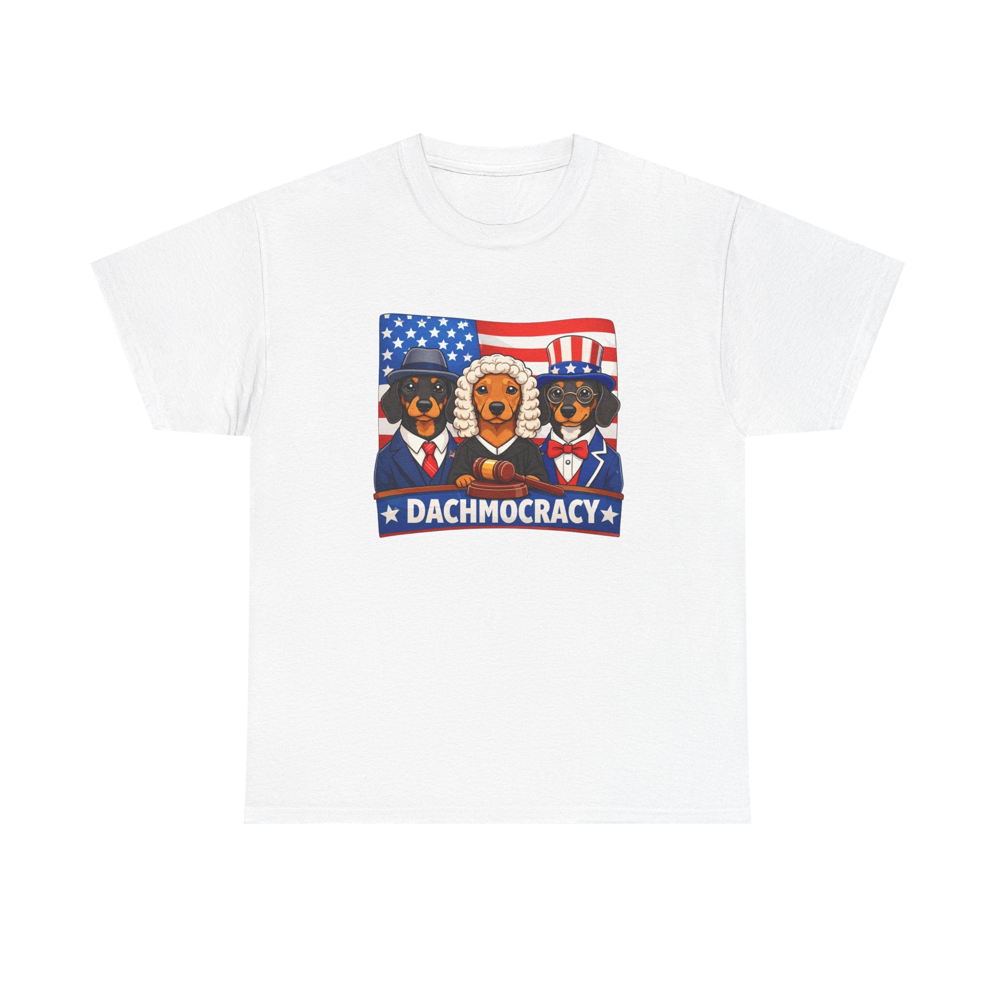 T-Shirt — "Dachmocracy" Patriotic Dachshund USA Graphic Tee