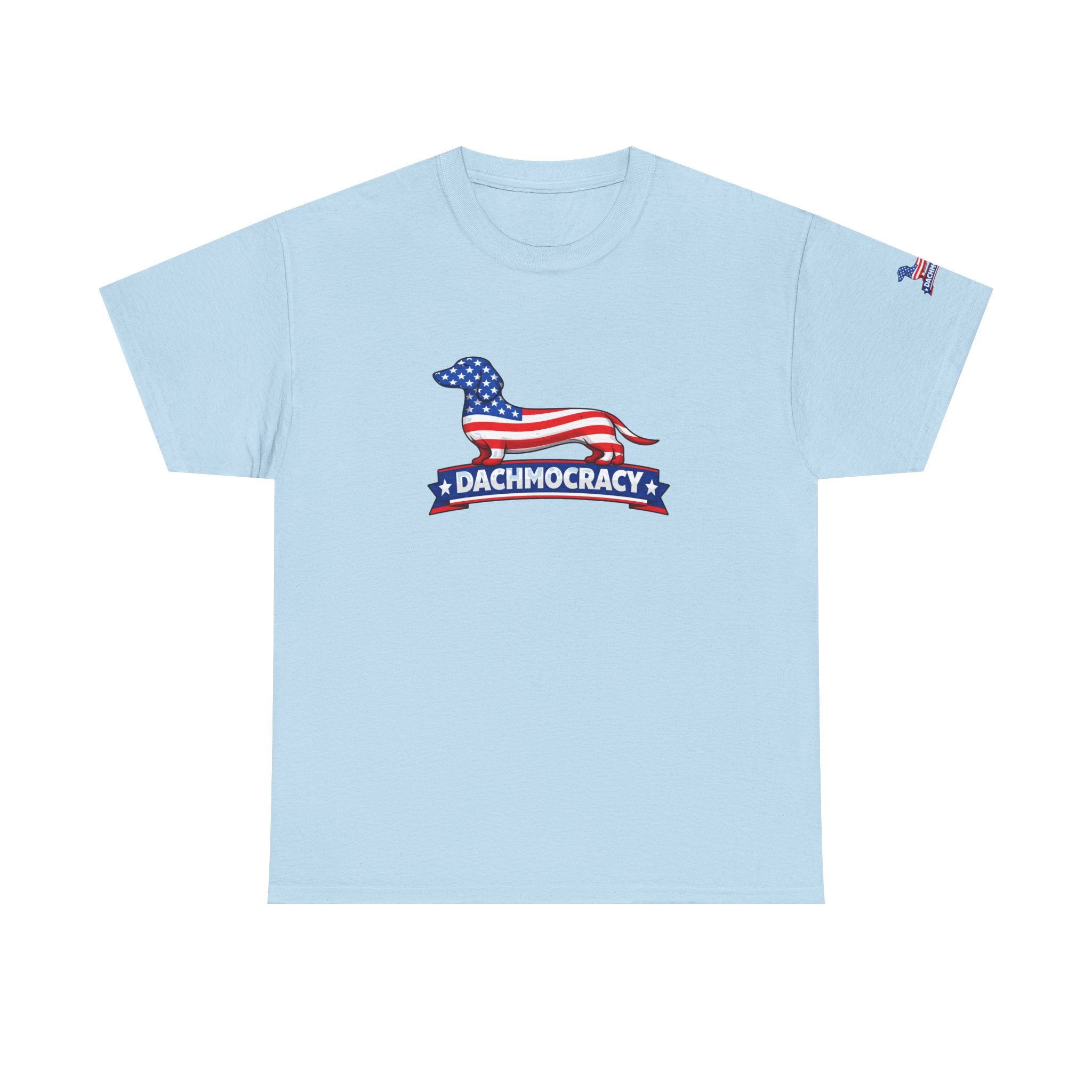 T-Shirt — 'Dachmocracy' American Flag Dachshund Patriotic Tee